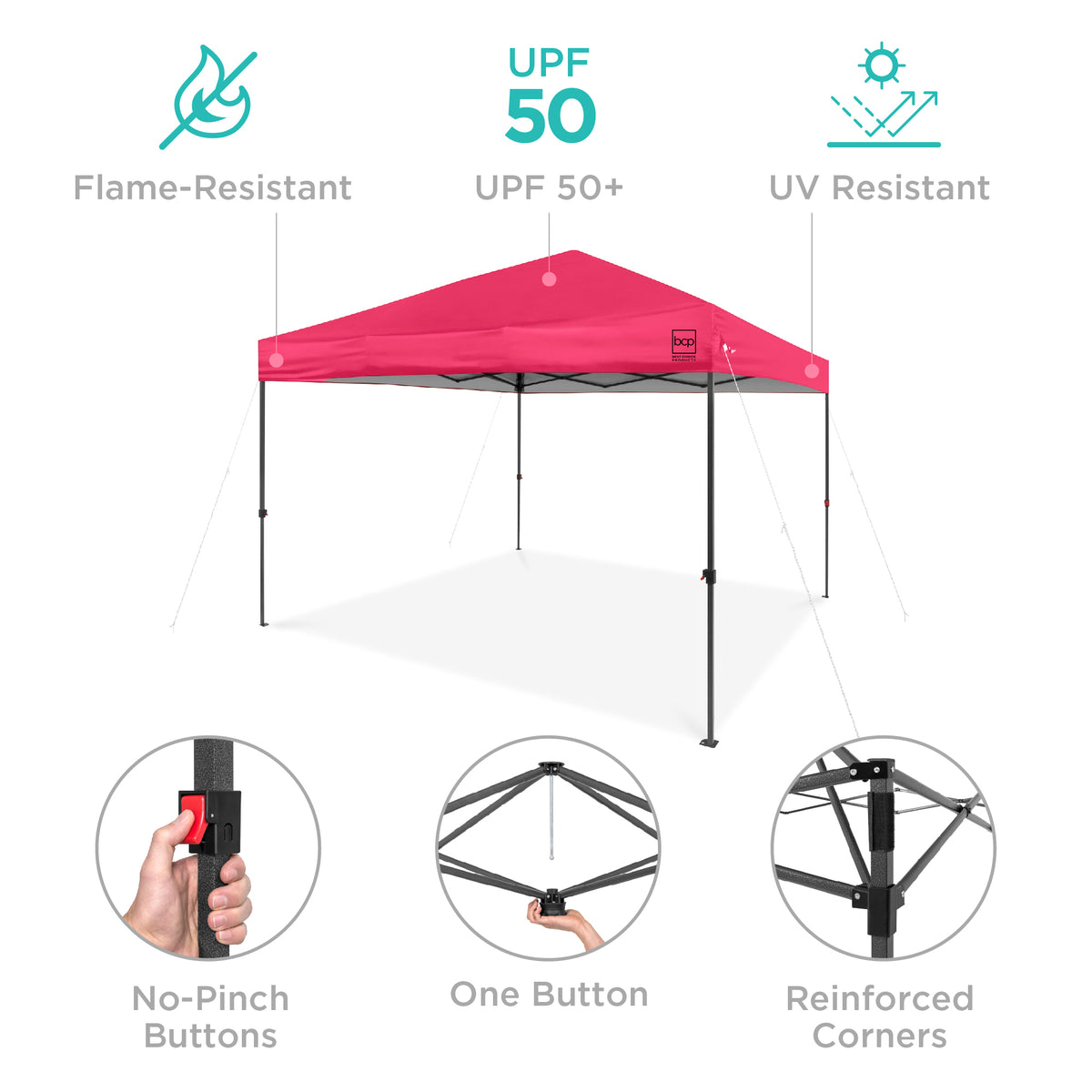 One-Person Setup Instant Pop Up Canopy w/ Case, 4 Weight Bags - 12x12ft