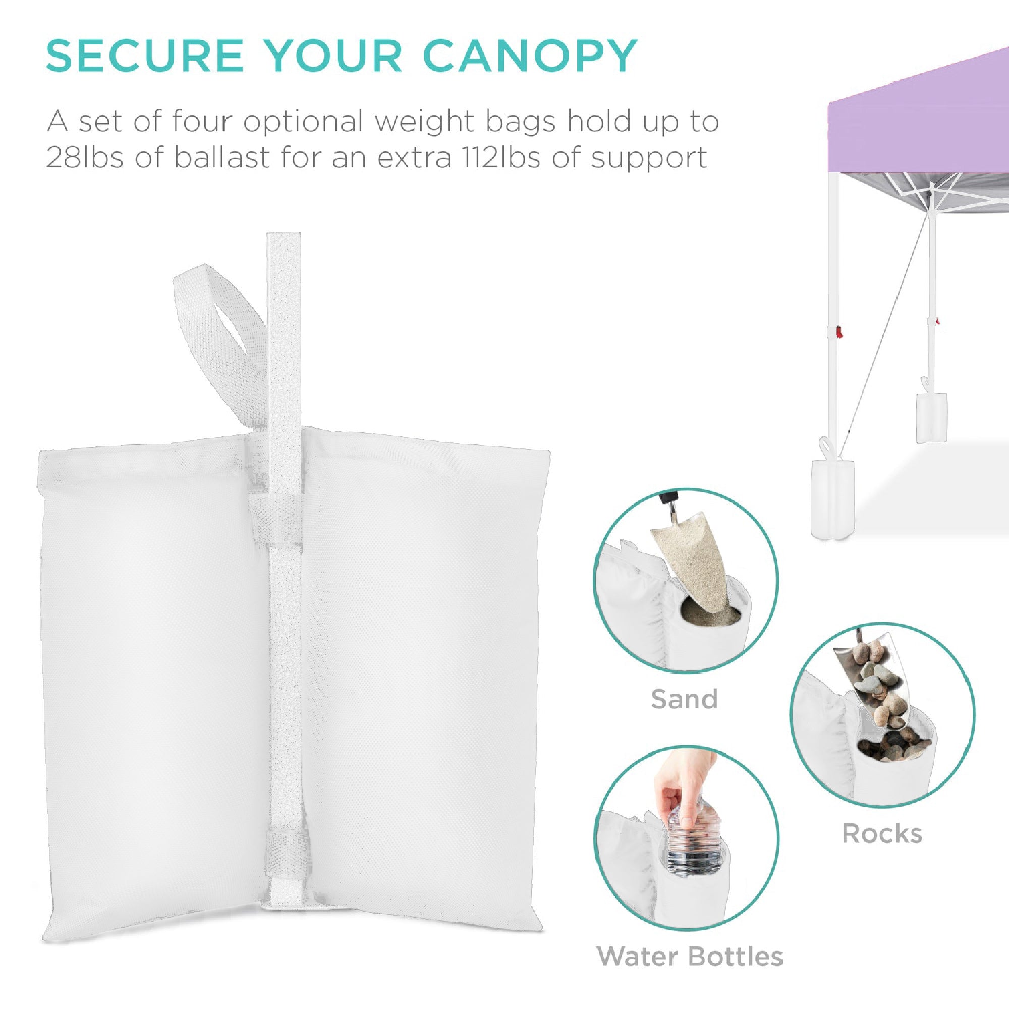 One-Person Setup Instant Pop Up Canopy w/ Case, 4 Weight Bags - 12x12ft
