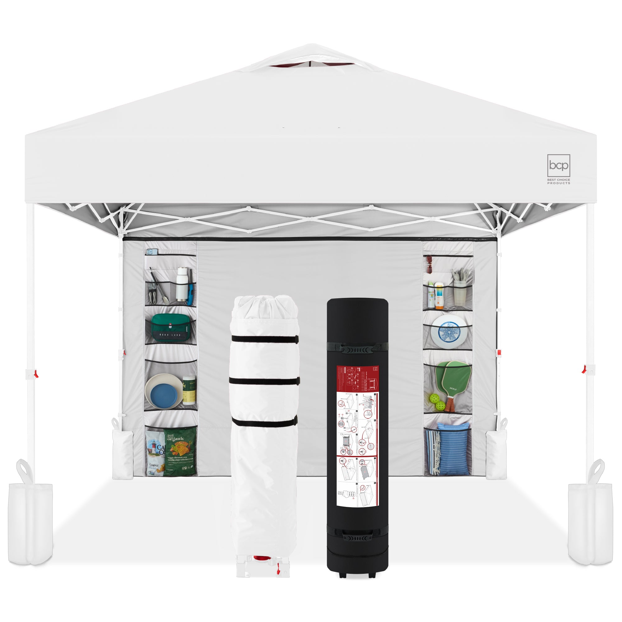 One-Person Setup Instant Pop Up Canopy w/ Side Wall, Carrying Case - 10x10ft