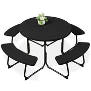 8-Person Circular Picnic Table w/ Umbrella Hole, 4 Benches