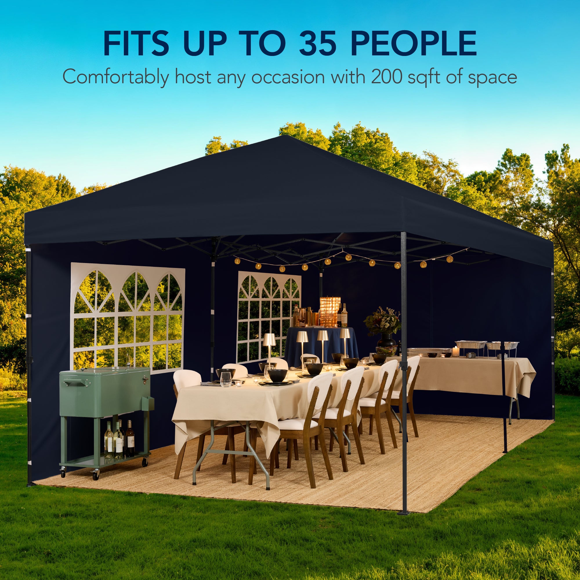 Pop Up Party Tent Canopy w/ 1-Button Easy Setup - 10x20ft