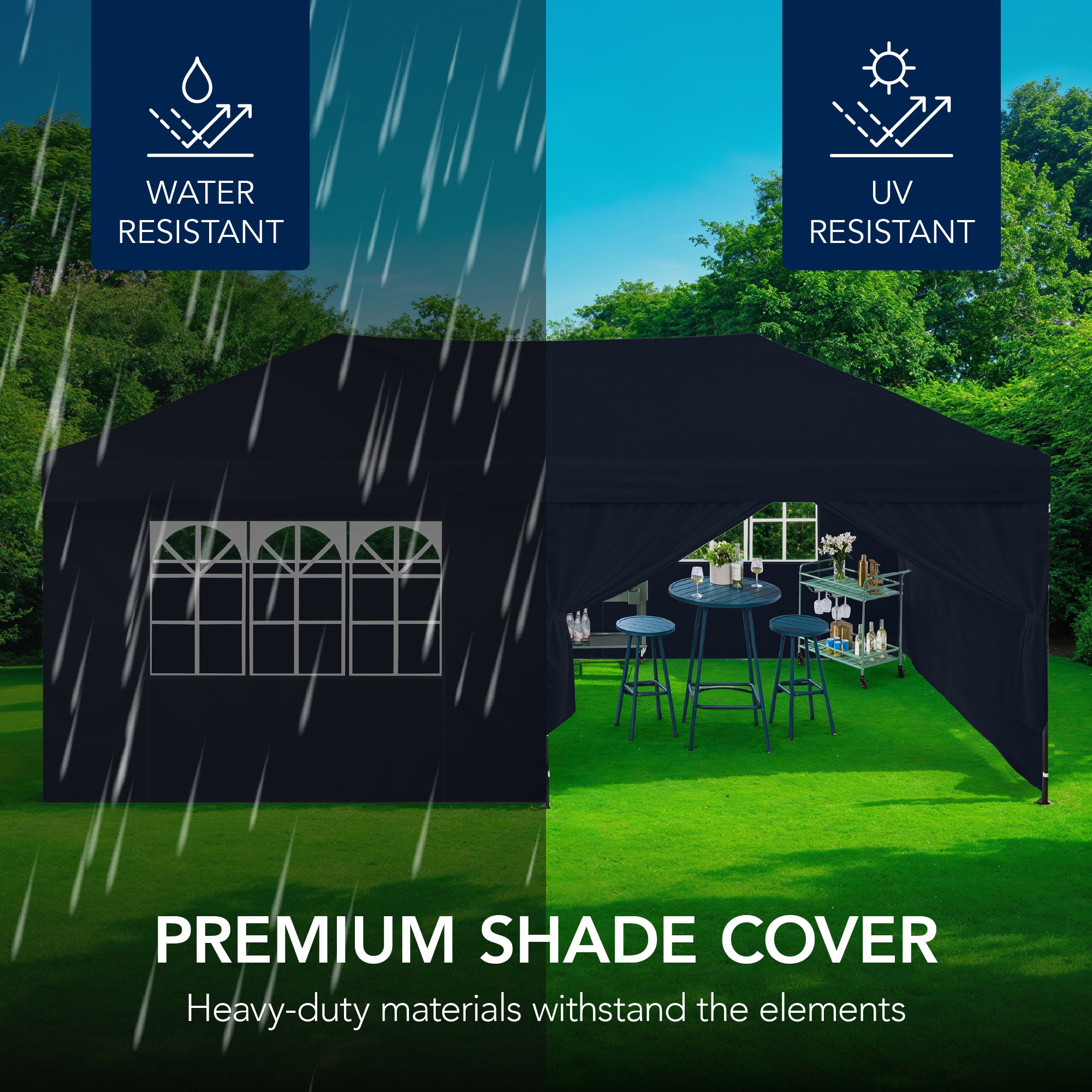 Pop Up Party Tent Canopy w/ 1-Button Easy Setup - 10x20ft