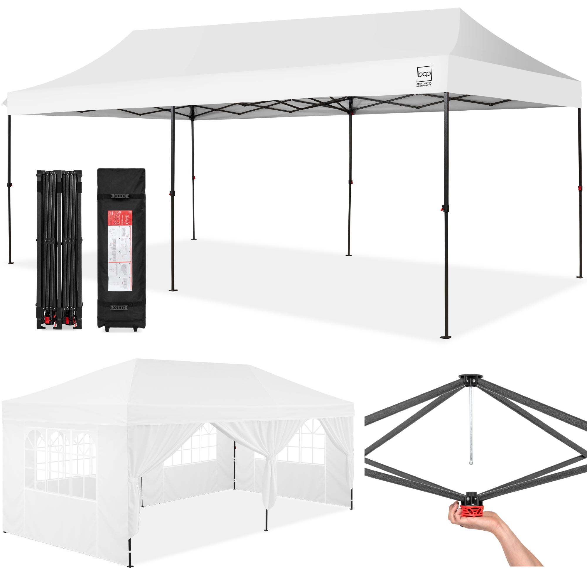 best choice Pop Up Party Tent Canopy w/ 1-Button Easy Setup