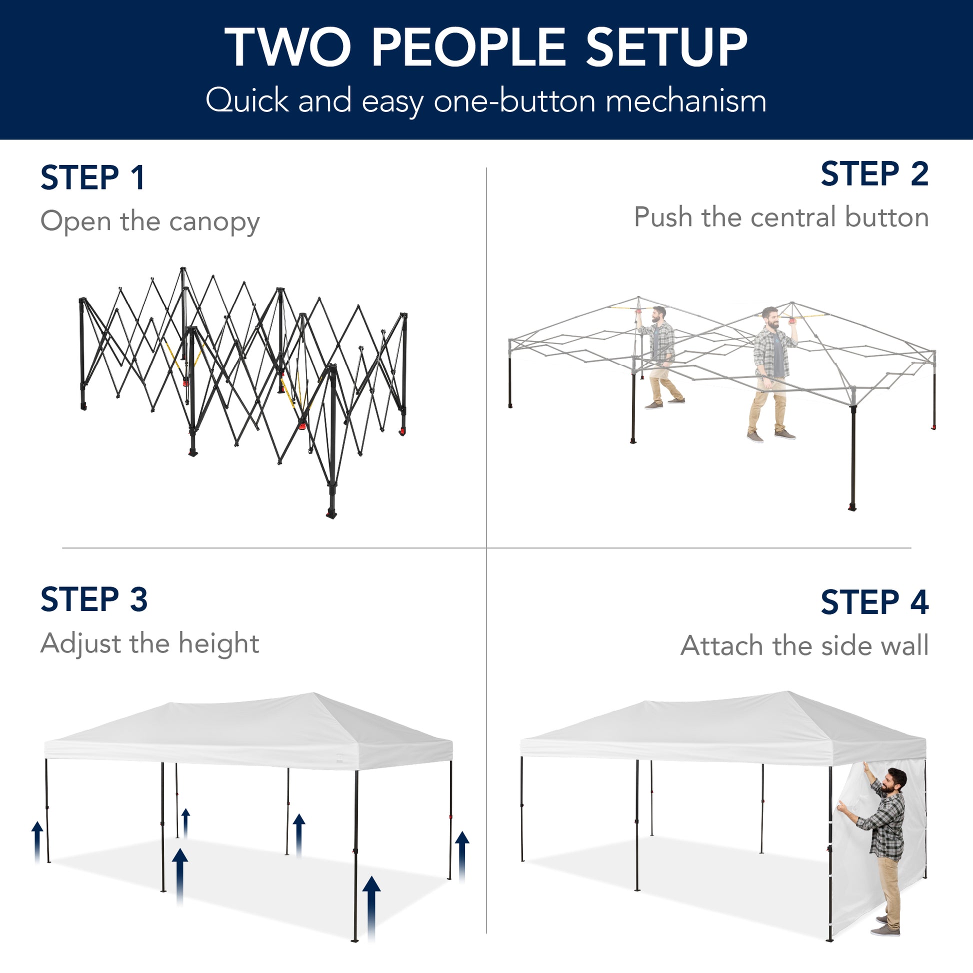 10x20 party tent assembly instructions Pop Up Party Tent Canopy w/ 1-Button Easy Setup