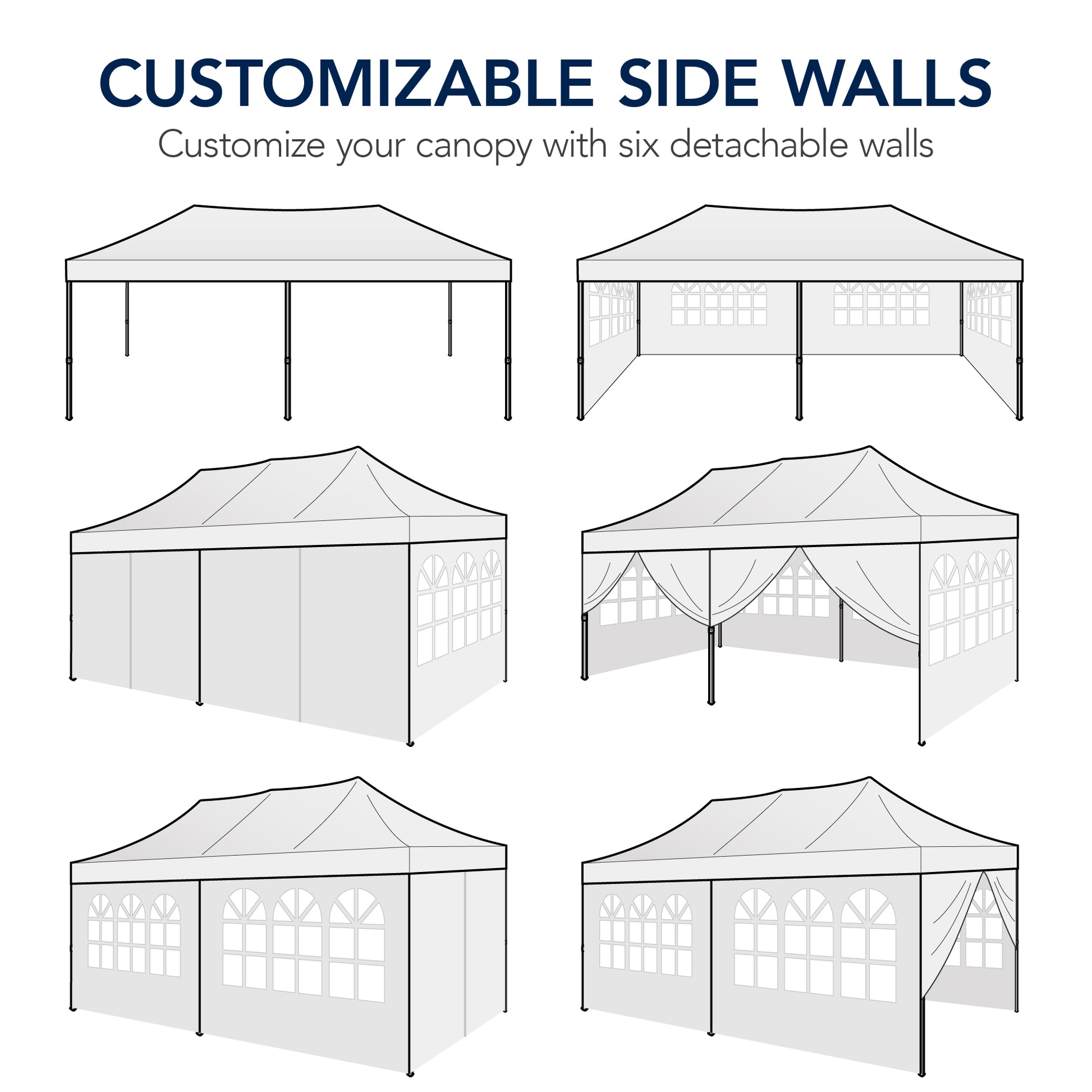 Pop Up Party Tent Canopy w/ 1-Button Easy Setup - 10x20ft