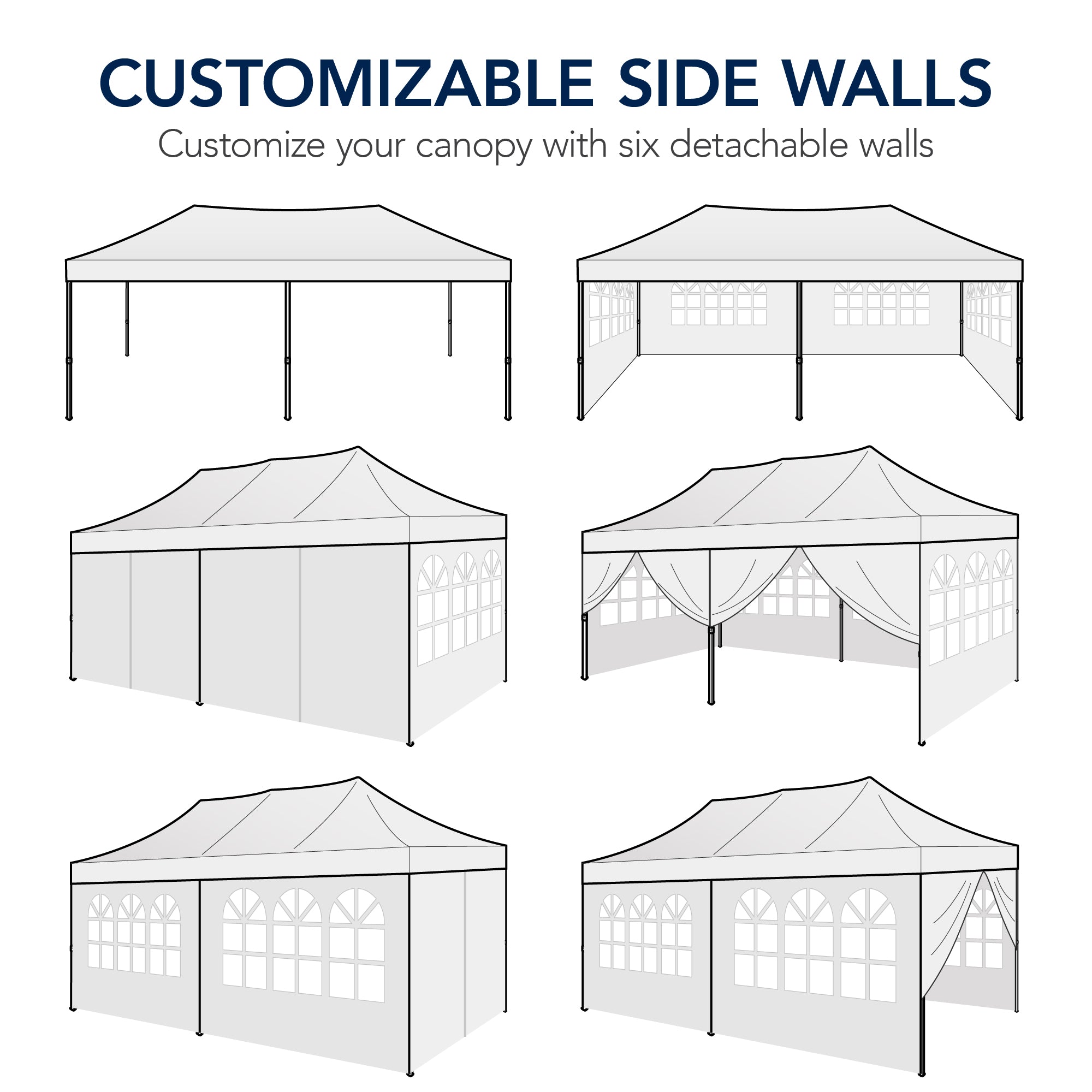 Pop Up Party Tent Canopy w/ 1-Button Easy Setup - 10x20ft