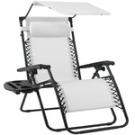 Folding Zero Gravity Recliner Patio Lounge Chair w/ Canopy, Side Tray