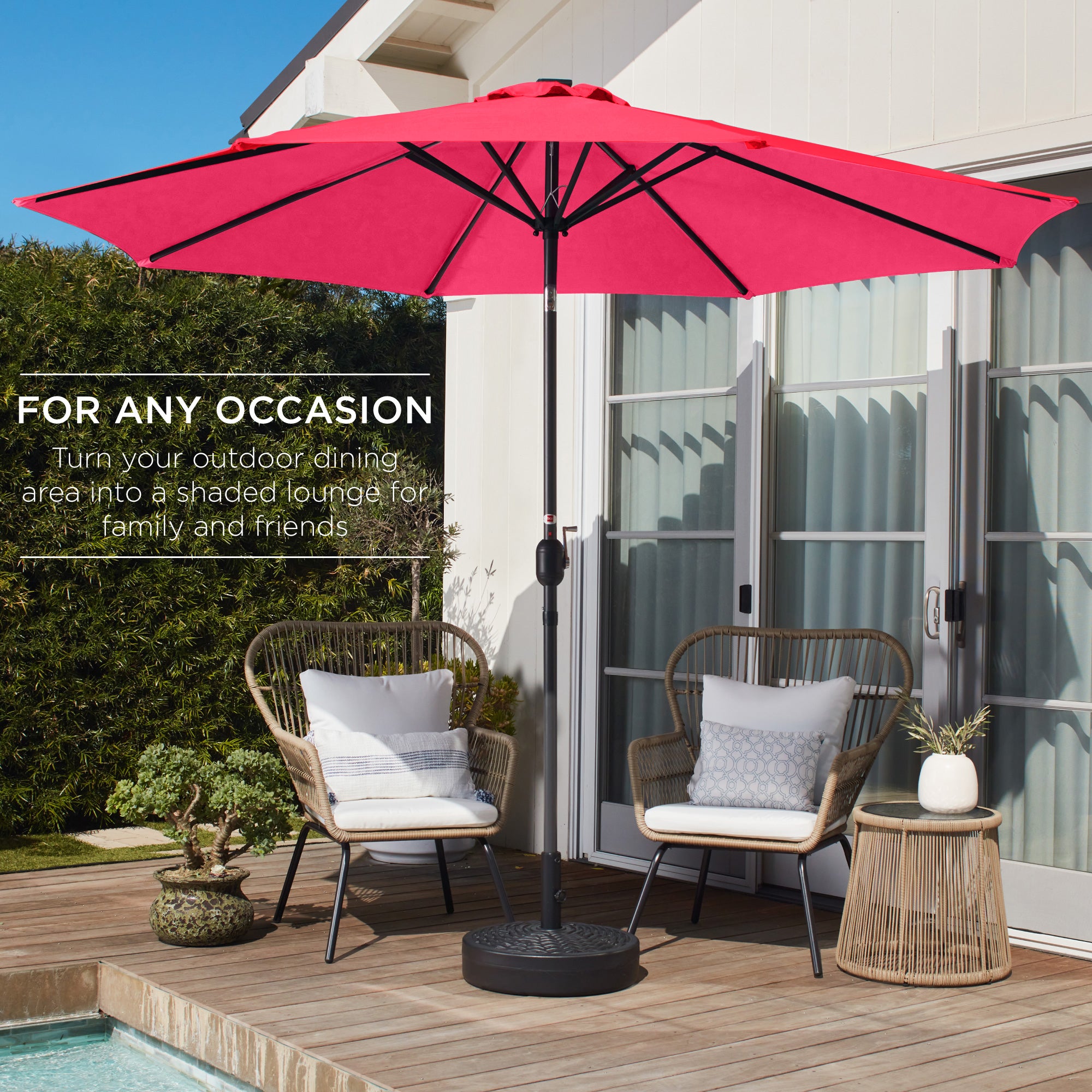 Outdoor Steel Market Patio Umbrella Decoration w/ Tilt, Crank Lift - 10ft