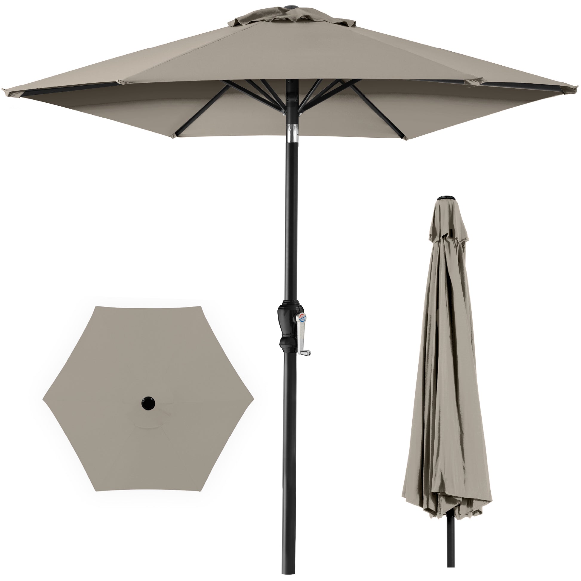 Best Choice Products Outdoor Steel Market Patio Umbrella Decoration w/ Tilt, Crank Lift - 10ft