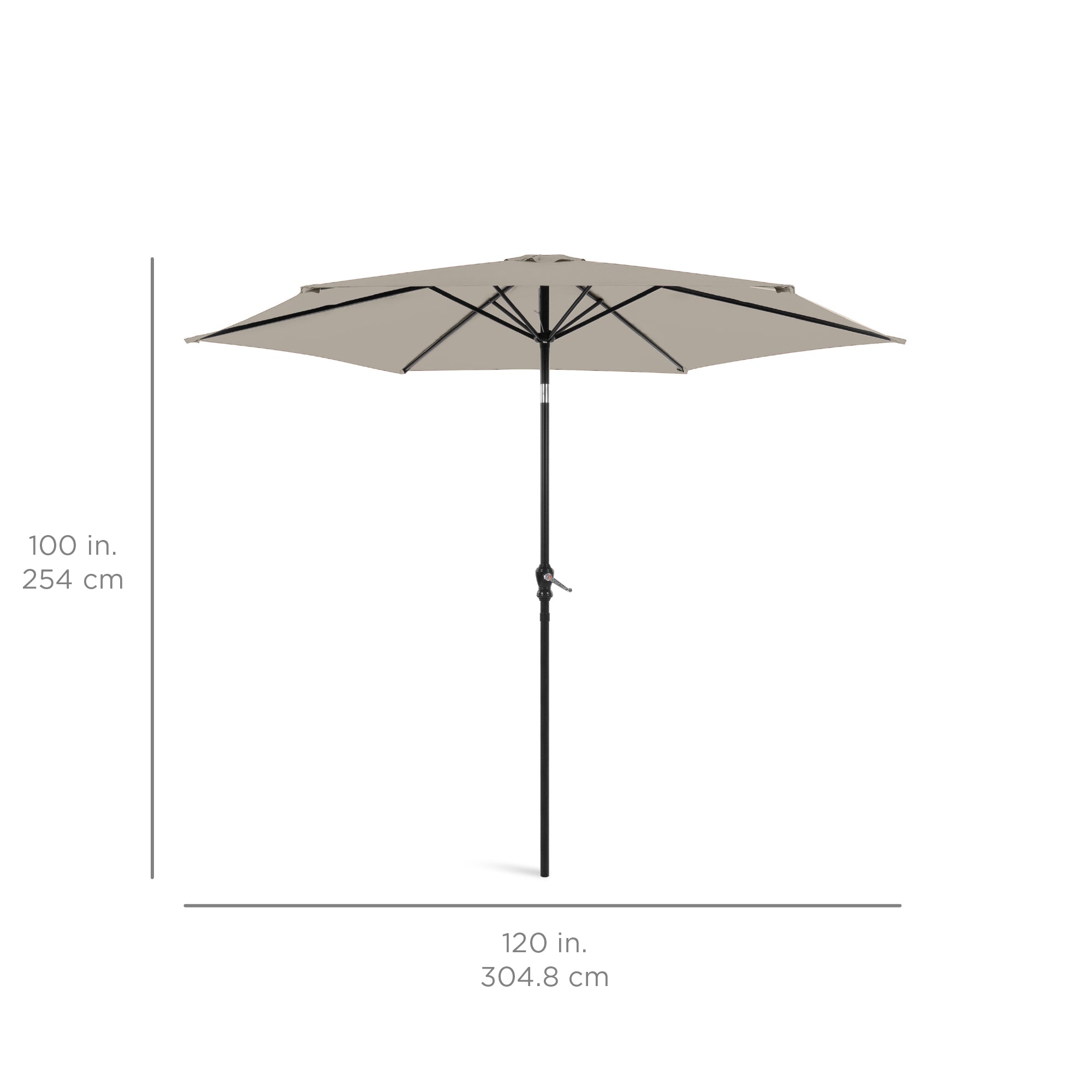 Outdoor Steel Market Patio Umbrella Decoration w/ Tilt, Crank Lift - 10ft
