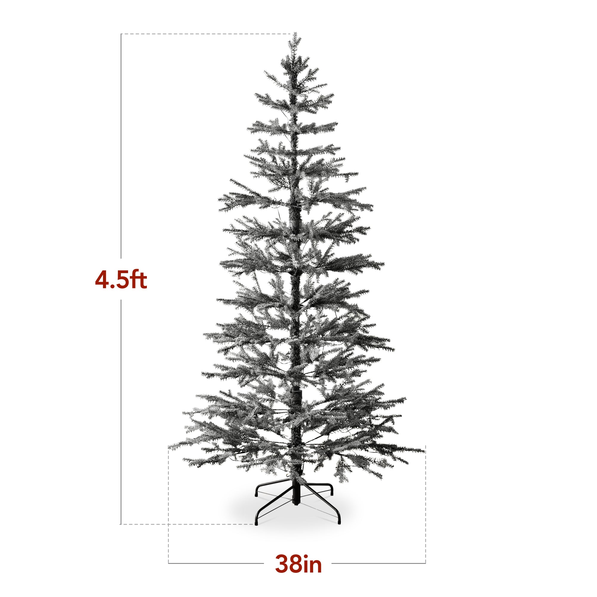 Black Pre-Lit Sparse Flocked Christmas Tree w/ 2-in-1 LEDs