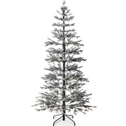 Black Pre-Lit Sparse Flocked Christmas Tree w/ 2-in-1 LEDs, Cordless Connection