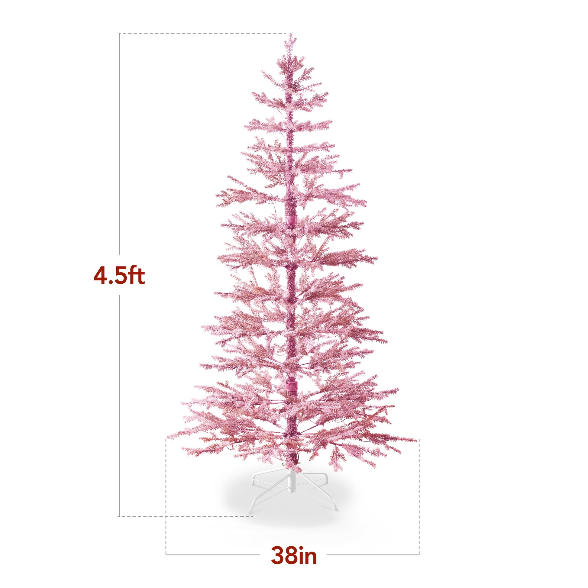Pink Pre-Lit Sparse Flocked Christmas Tree w/ 2-in-1 LEDs, Cordless Connection