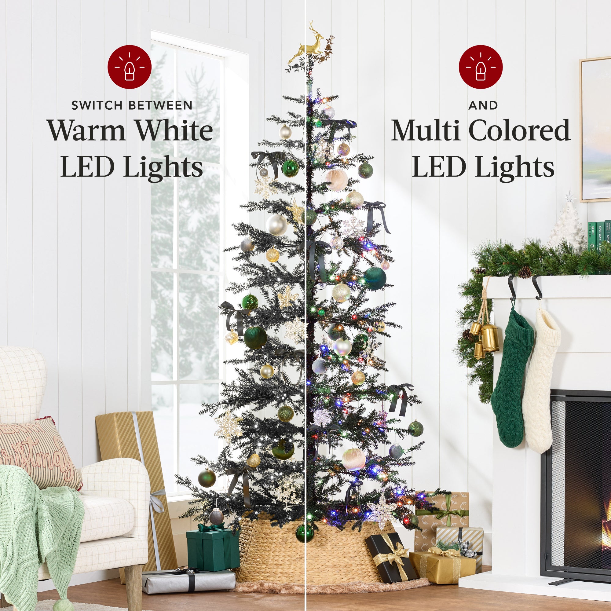 Pre-Lit Sparse Christmas Tree w/ 2-in-1 LED Lights, Cordless Connection
