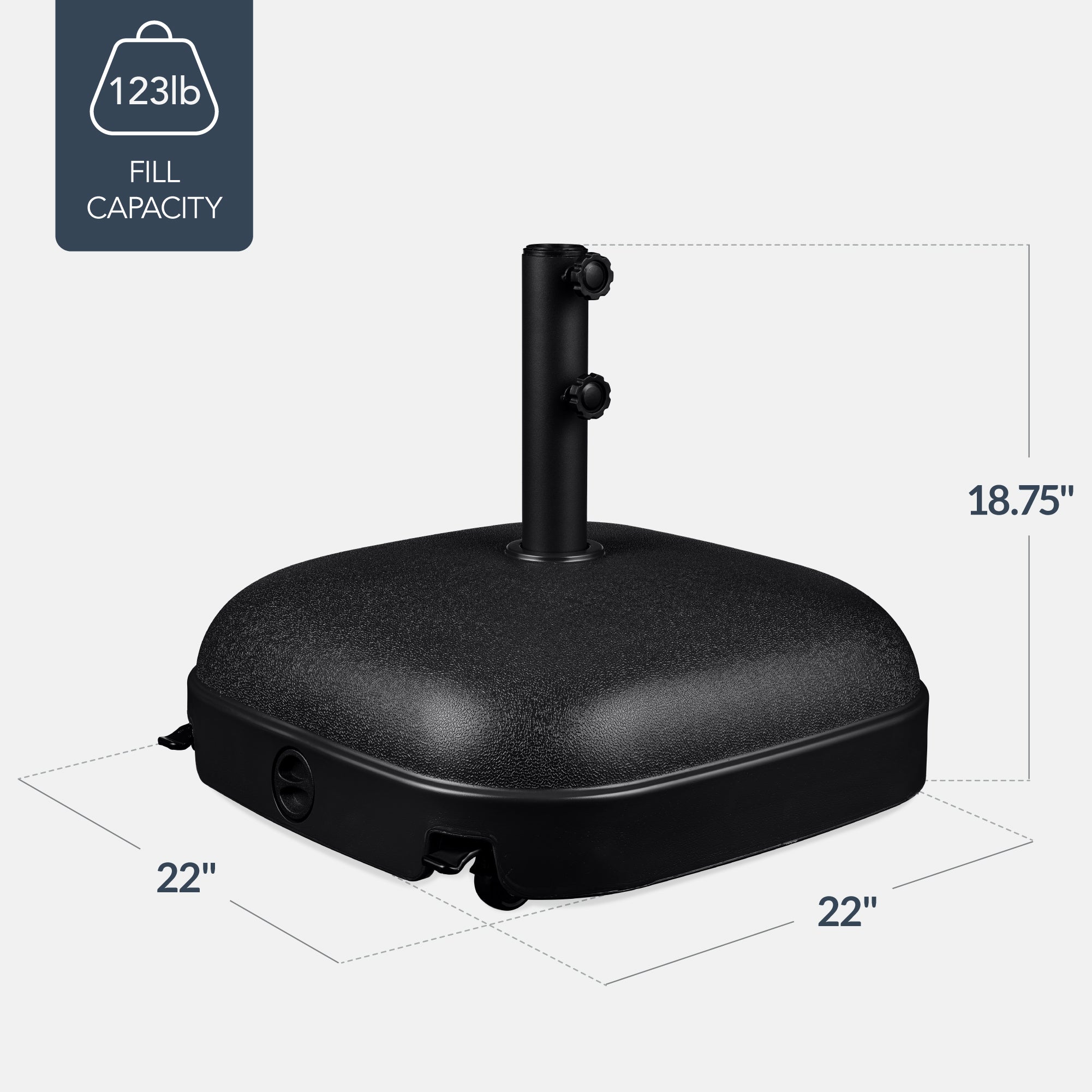 123lb Capacity Fillable Mobile Umbrella Base w/ 4 wheels - Dome Square