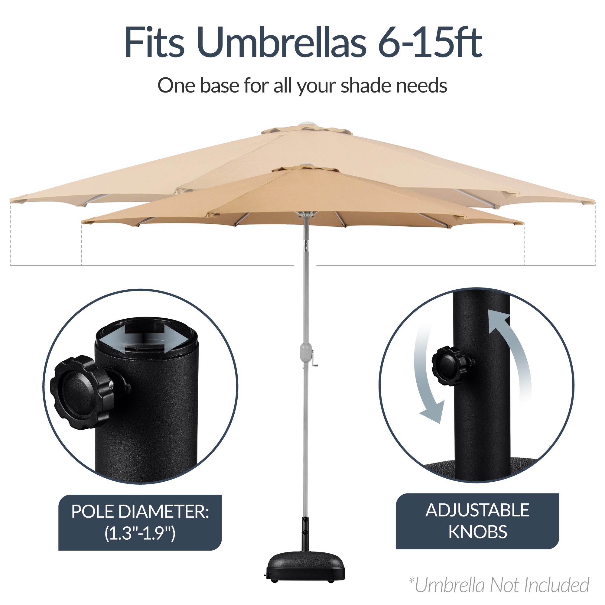 123lb Capacity Fillable Mobile Umbrella Base w/ 4 wheels - Dome Square