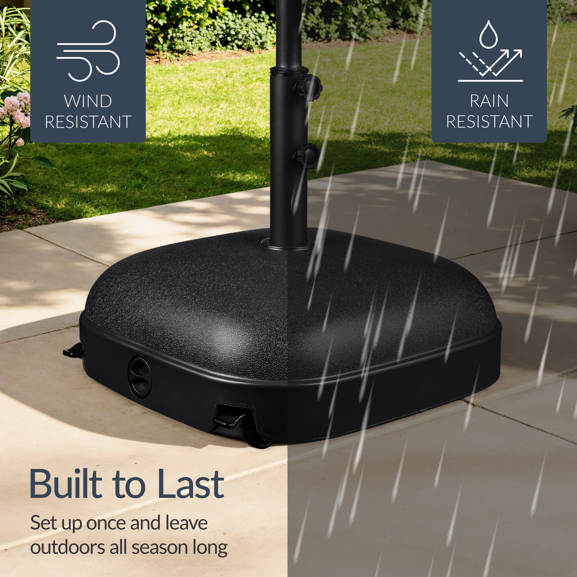 123lb Capacity Fillable Mobile Umbrella Base w/ 4 wheels - Dome Square