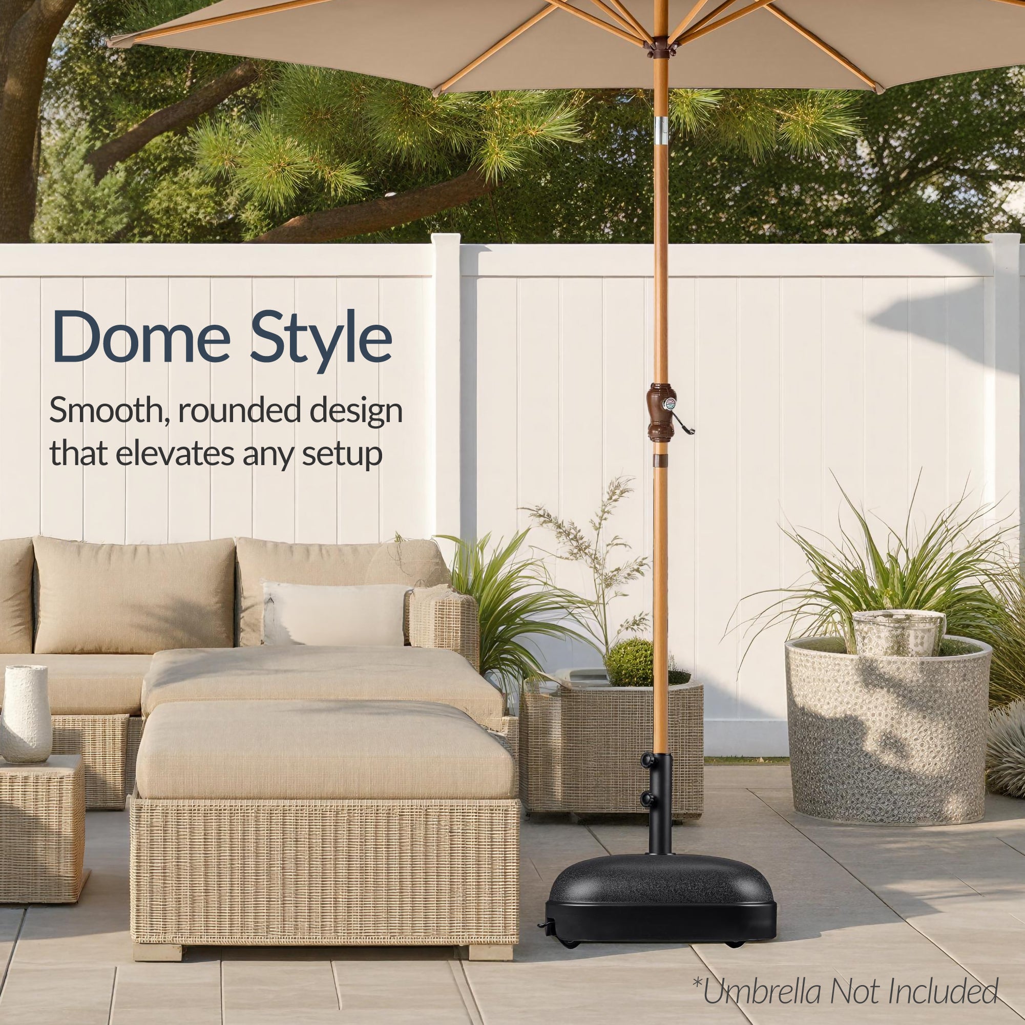 123lb Capacity Fillable Mobile Umbrella Base w/ 4 wheels - Dome Square