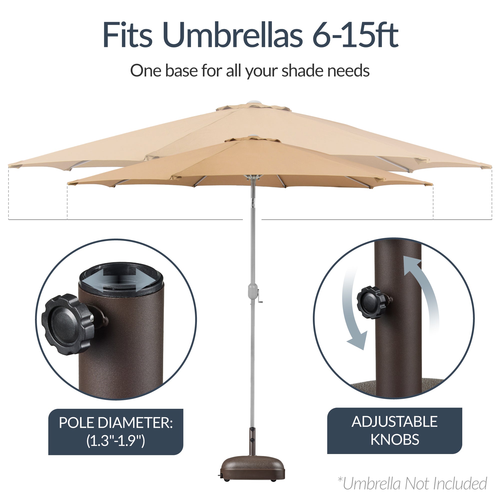 123lb Capacity Fillable Mobile Umbrella Base w/ 4 wheels - Dome Square