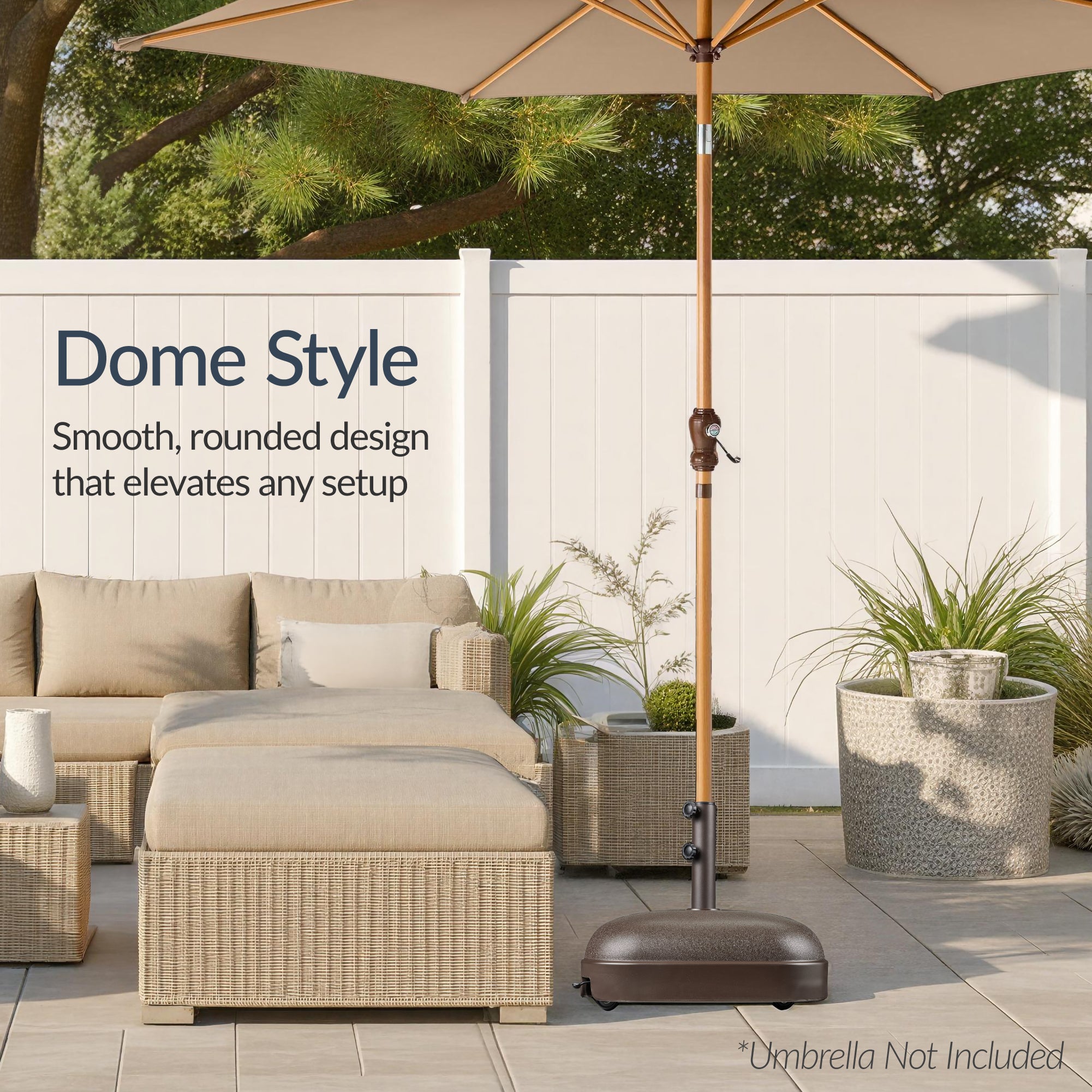 123lb Capacity Fillable Mobile Umbrella Base w/ 4 wheels - Dome Square