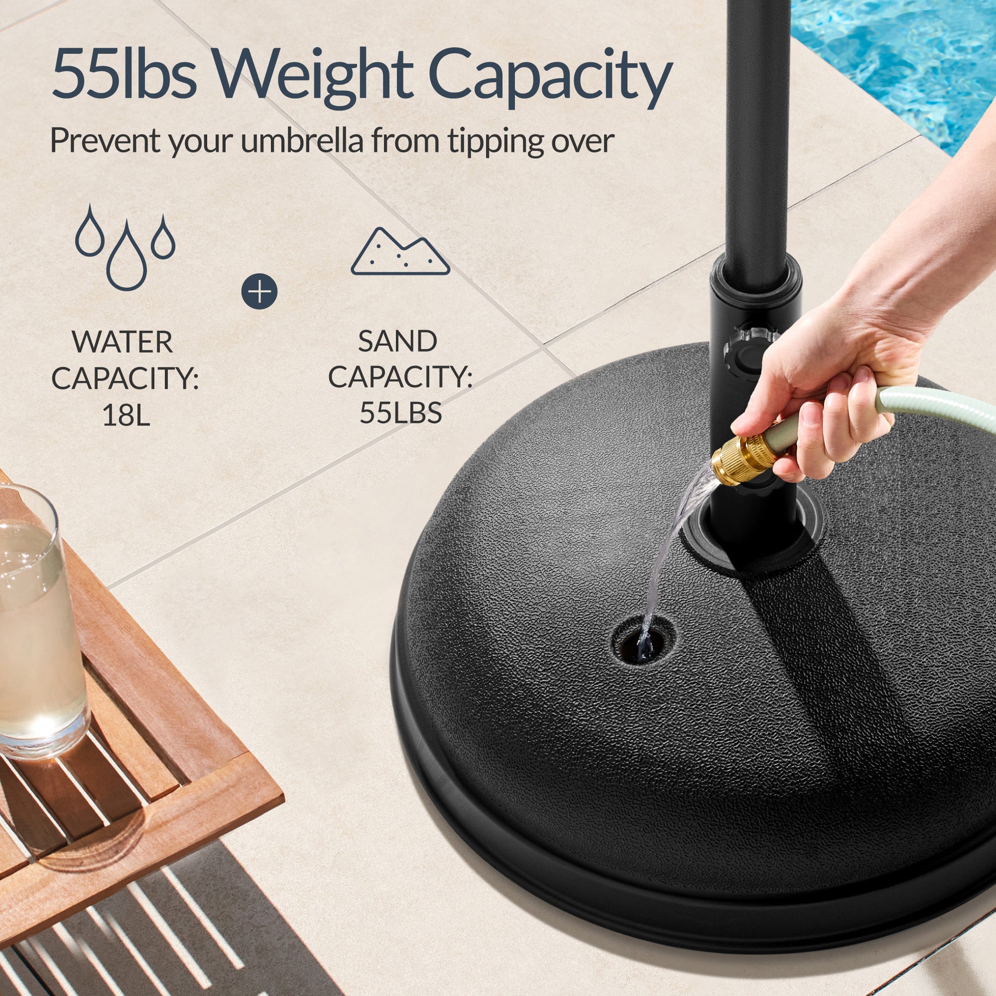at home patio umbrella base Plastic Patio Umbrella Base Pole Holder Accessory w/ Adjustable Knob – Best Choice Products