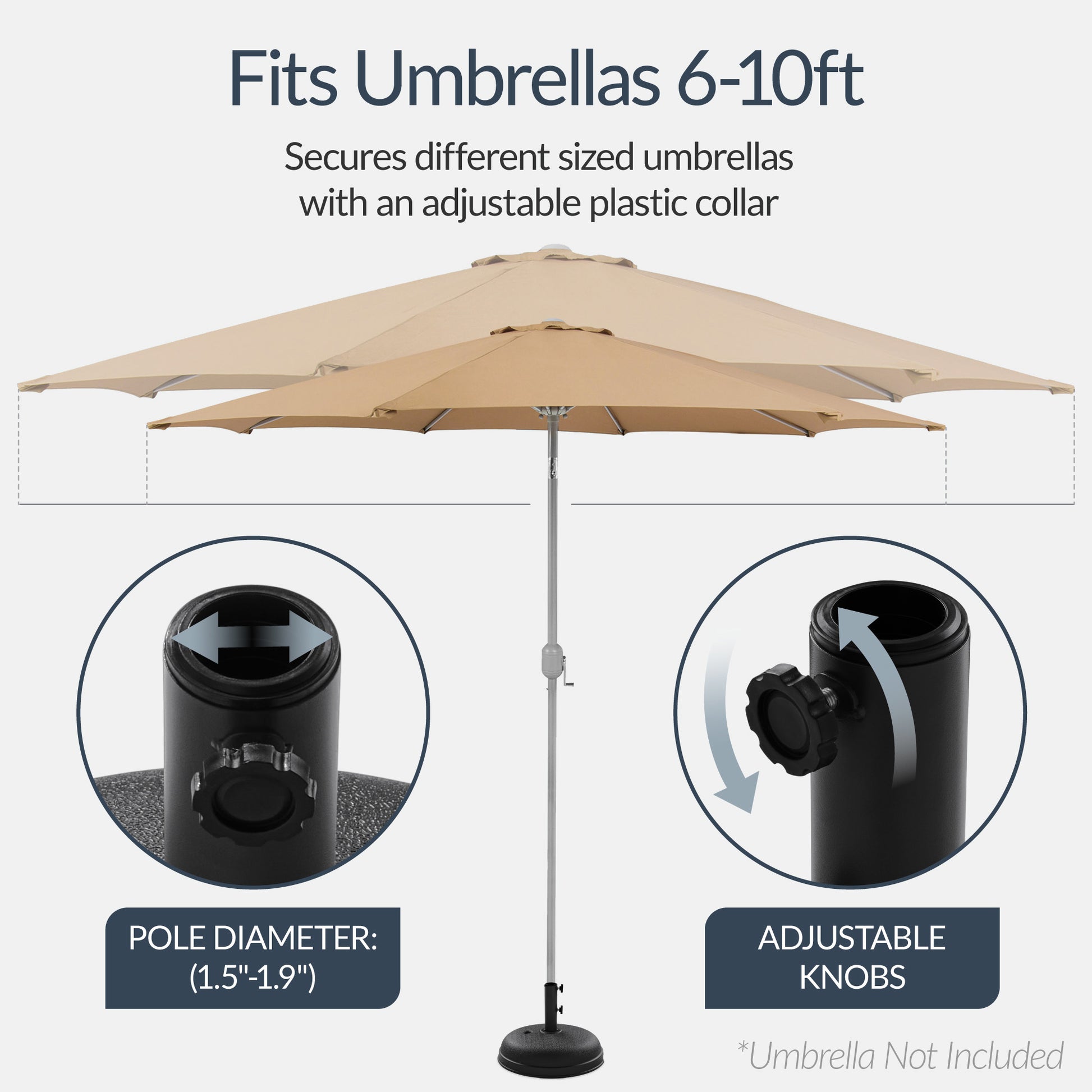 Plastic Patio Umbrella Base Pole Holder Accessory w/ Adjustable Knob – Best Choice Products