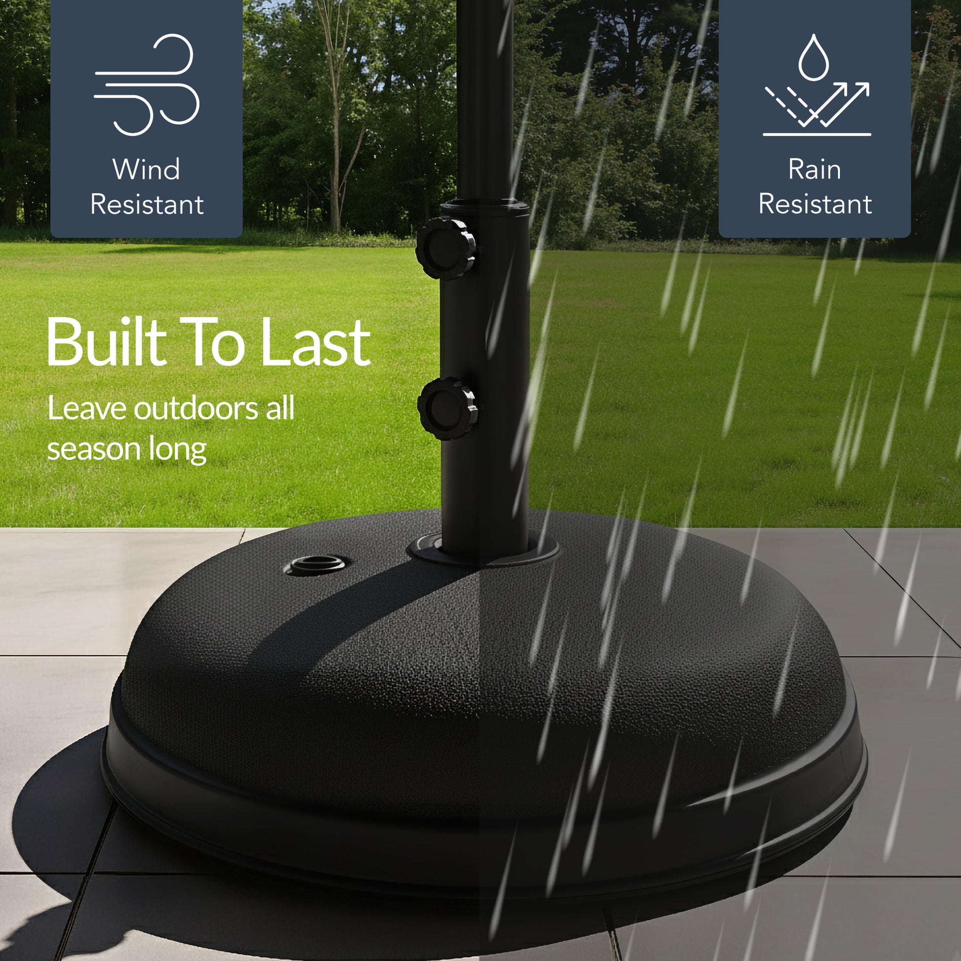 leave patio umbrella Plastic Patio Umbrella Base Pole Holder Accessory w/ Adjustable Knob – Best Choice Products