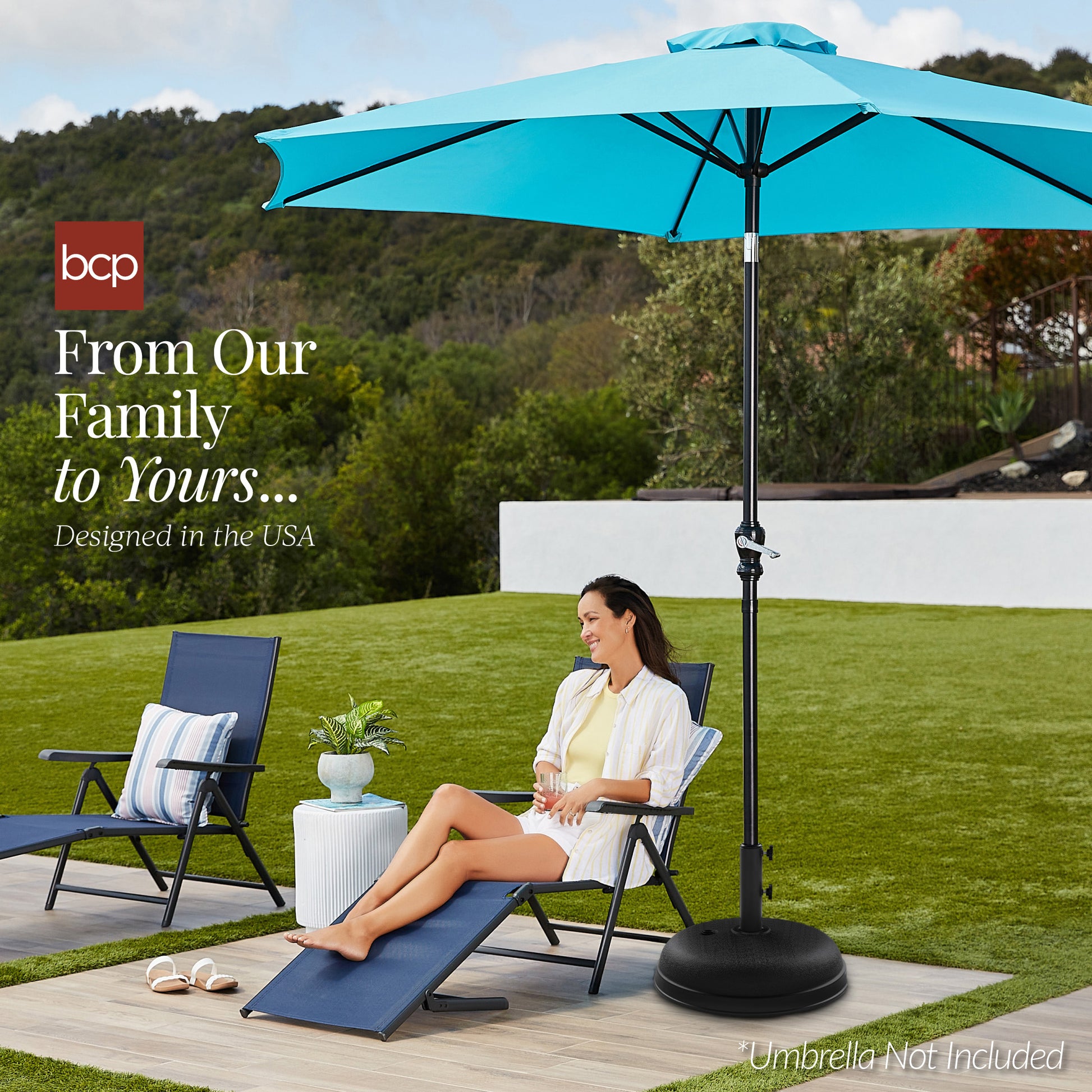 bcp patio umbrellas Plastic Patio Umbrella Base Pole Holder Accessory w/ Adjustable Knob