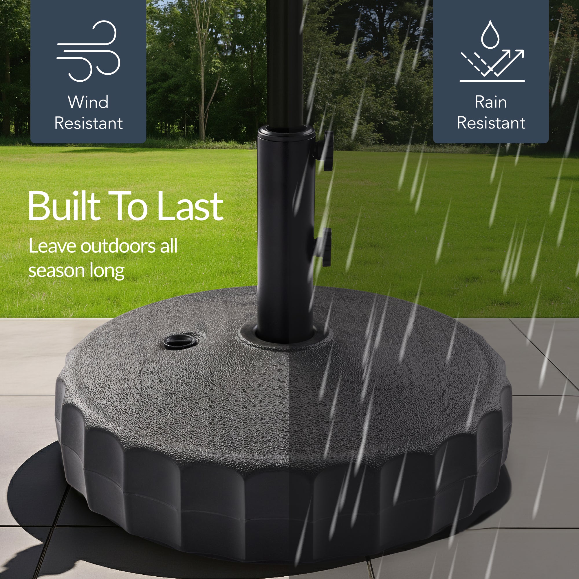 Plastic Patio Umbrella Base Pole Holder Accessory w/ Adjustable Knob