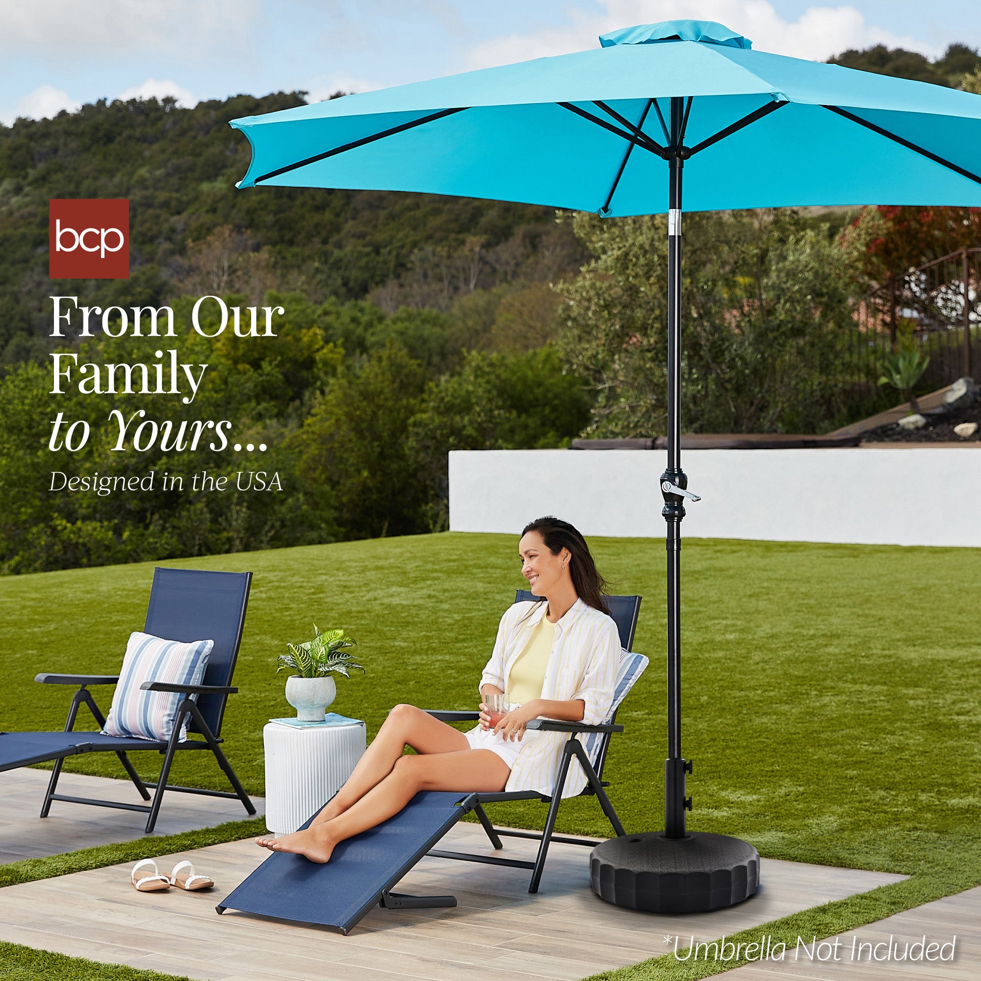 Plastic Patio Umbrella Base Pole Holder Accessory w/ Adjustable Knob – Best Choice Products