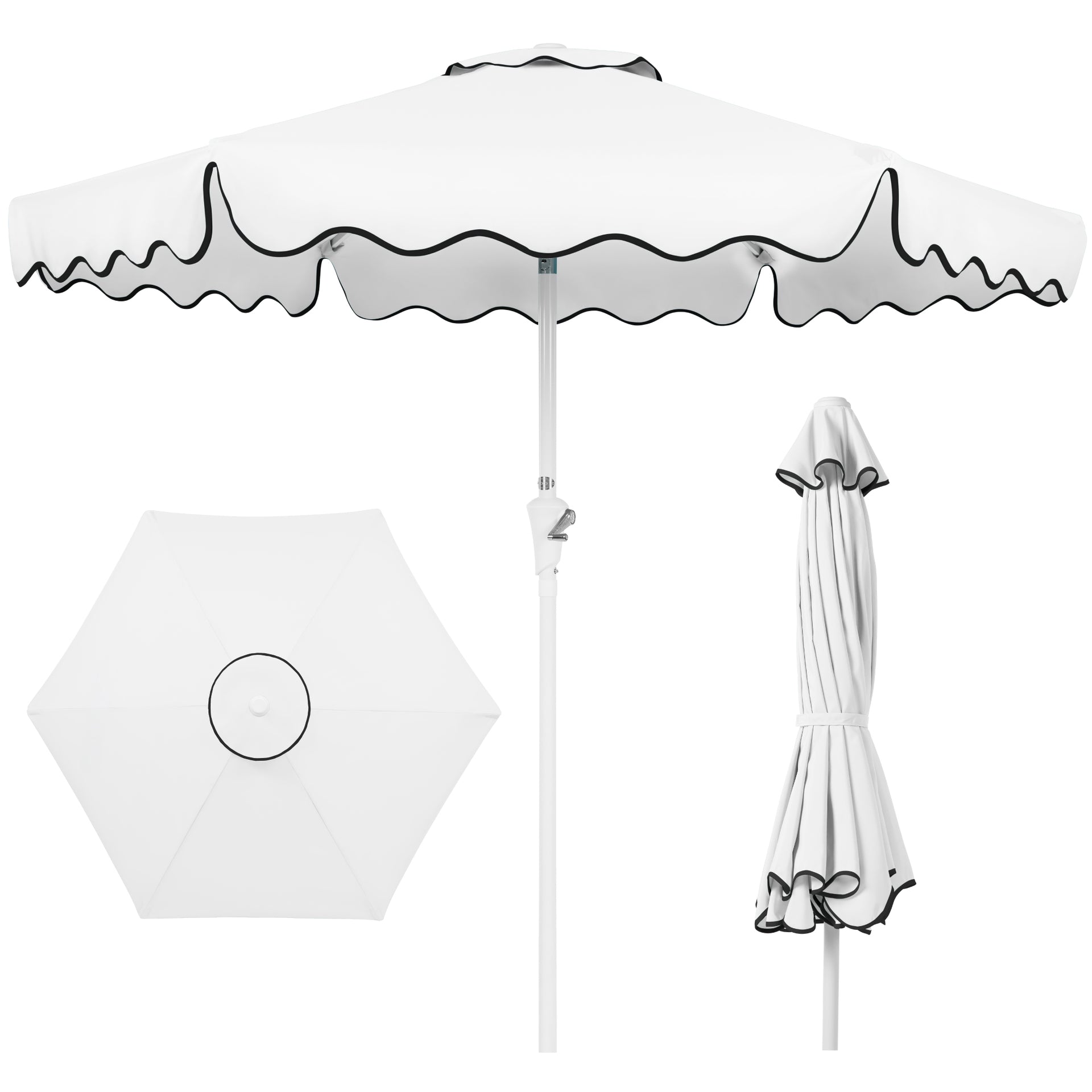 Best Choice Products 7.5ft Patio Market Umbrella with Wavy Trim, Fade-Resistant, Crank & Tilt, Wind Vent