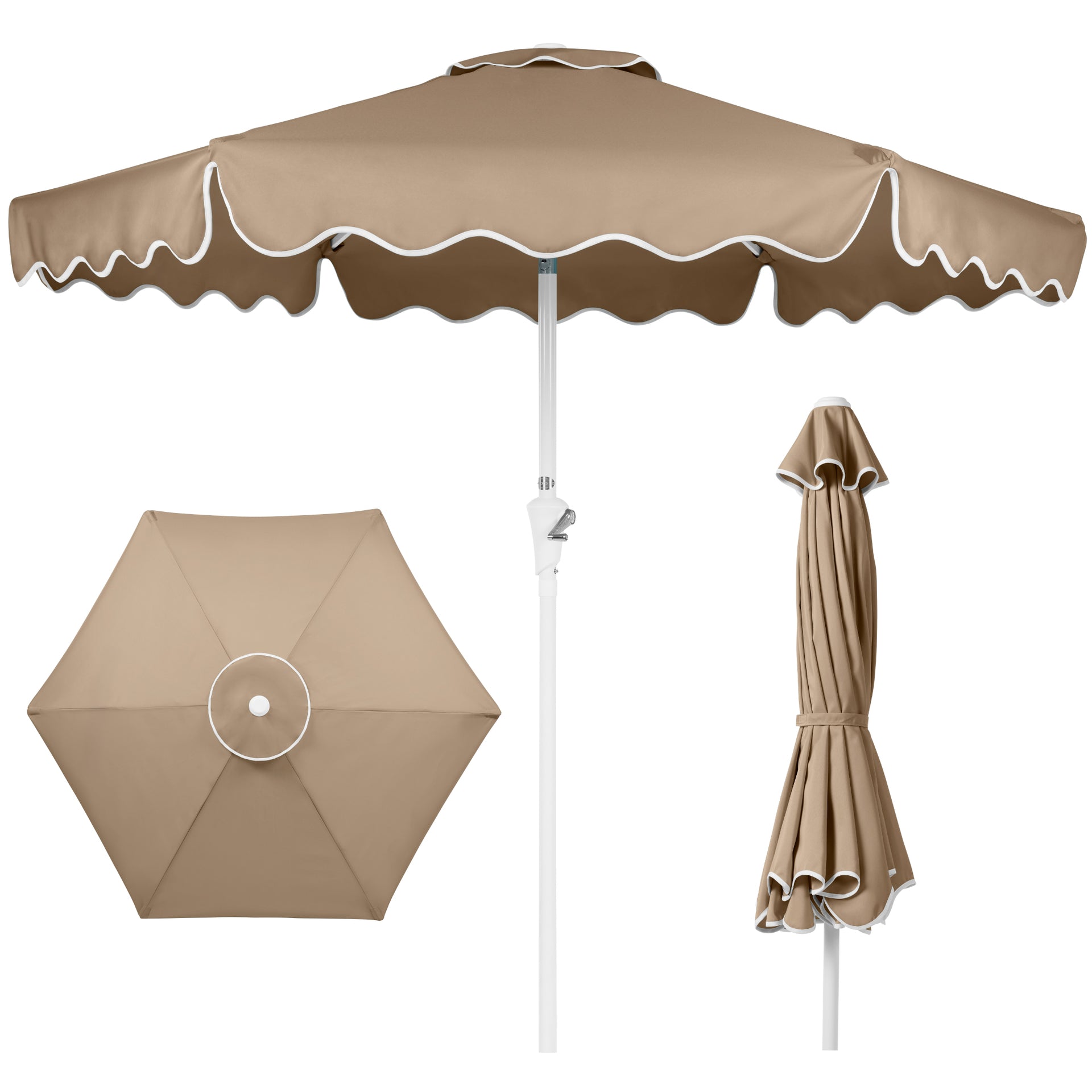 7.5 foot patio umbrella 7.5ft Patio Market Umbrella,Wavy Trim, UV-Fade-Resistant, Crank & Tilt – Best Choice Products