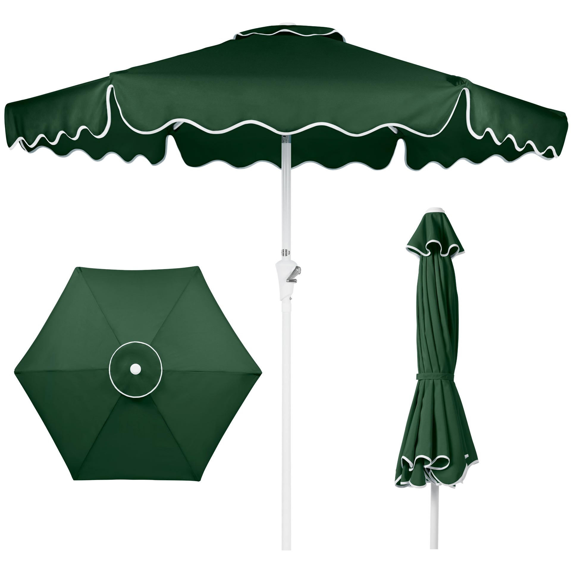 7.5ft Patio Market Umbrella,Wavy Trim, UV-Fade-Resistant, Crank & Tilt –  Best Choice Products