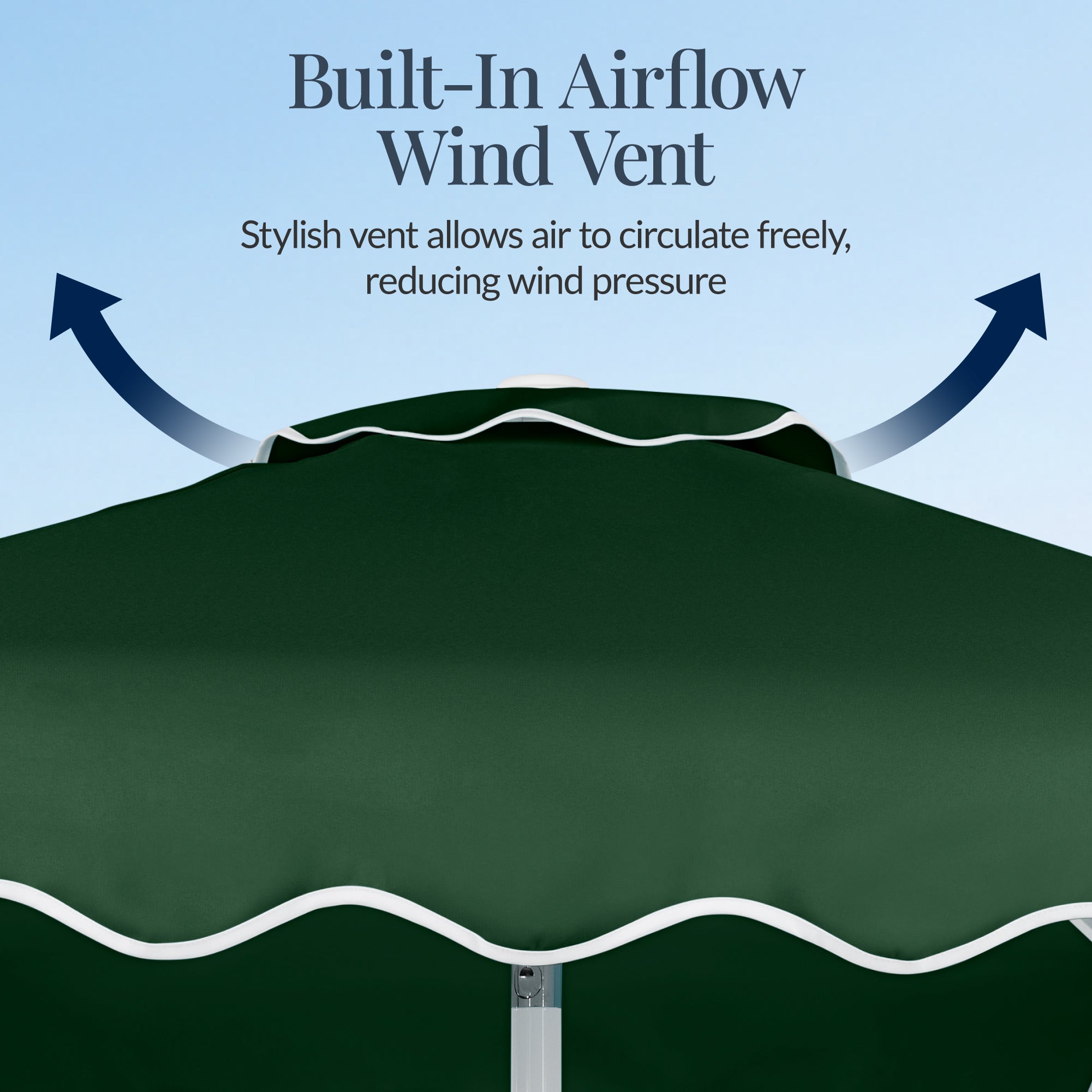 7.5ft Patio Market Umbrella,Wavy Trim, UV-Fade-Resistant, Crank & Tilt