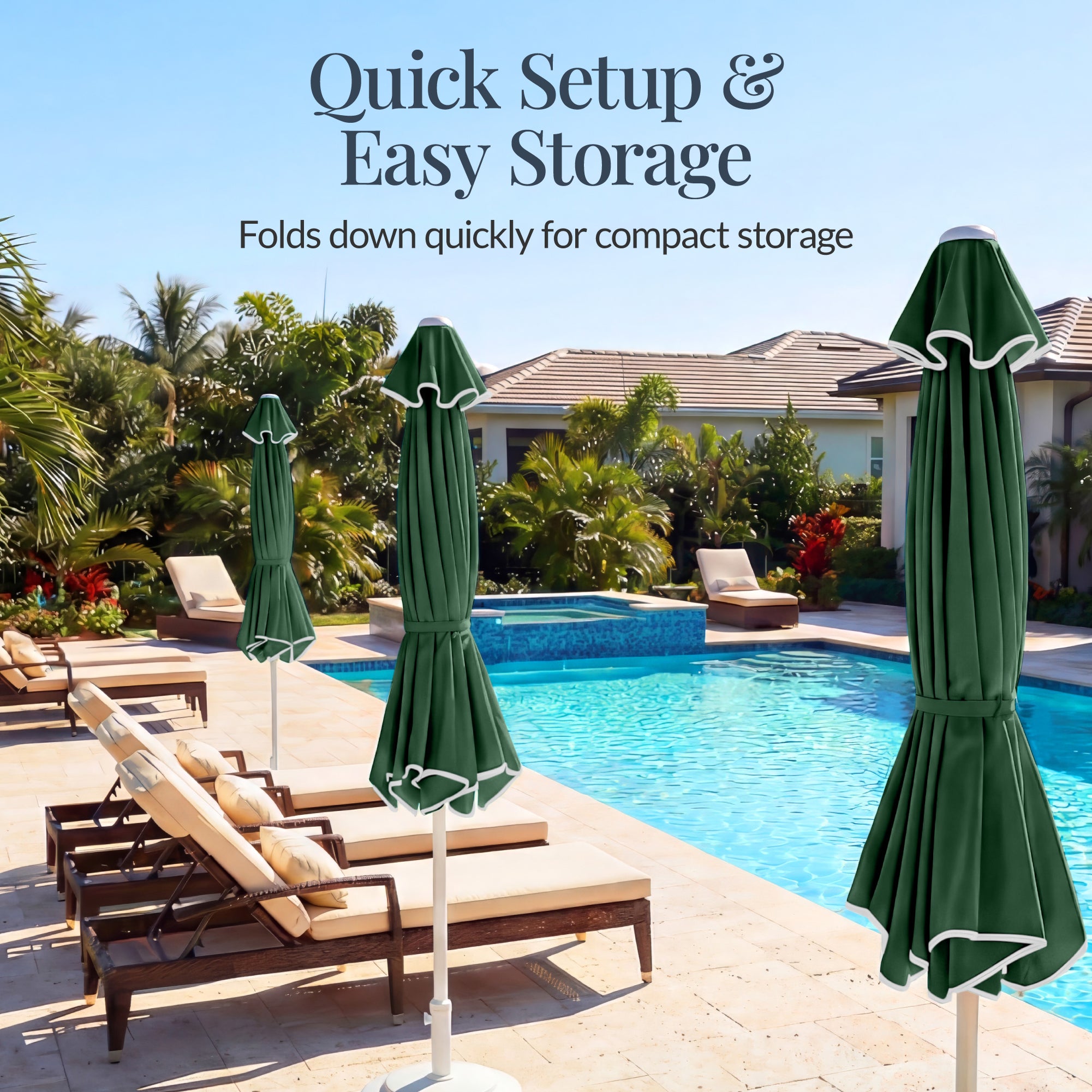 7.5ft Patio Market Umbrella,Wavy Trim, UV-Fade-Resistant, Crank & Tilt