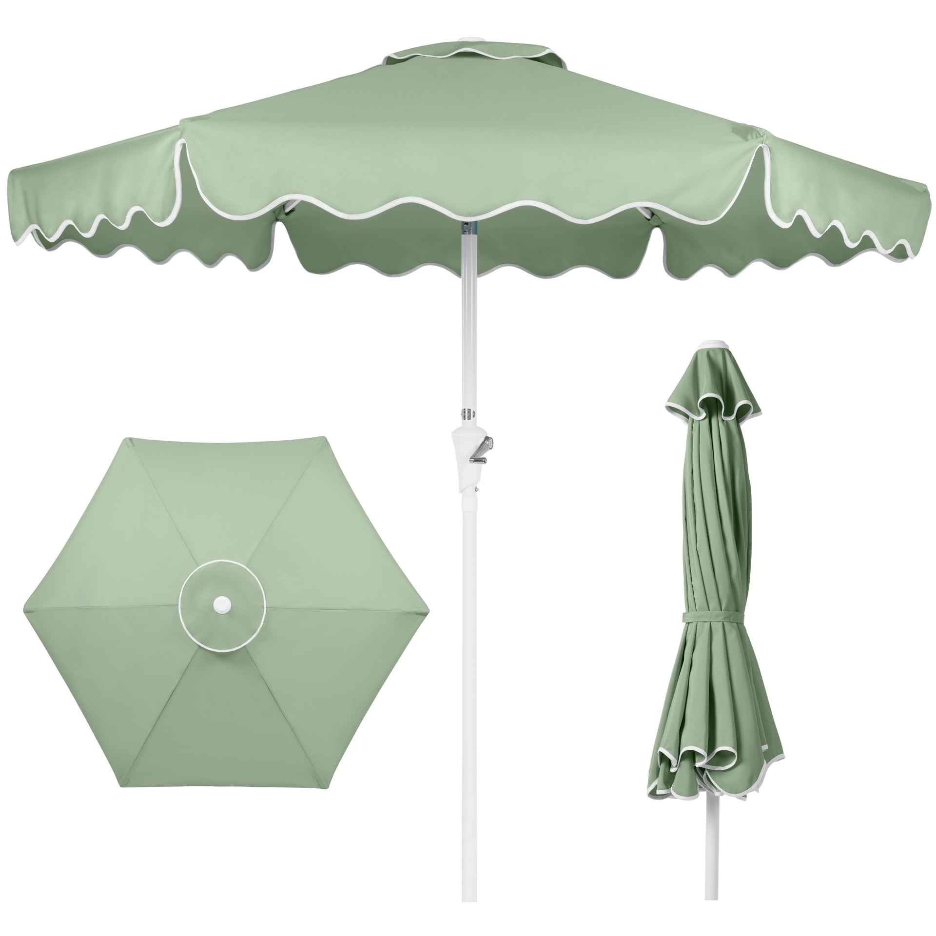 7.5 white patio umbrella 7.5ft Patio Market Umbrella,Wavy Trim, UV-Fade-Resistant, Crank & Tilt – Best Choice Products