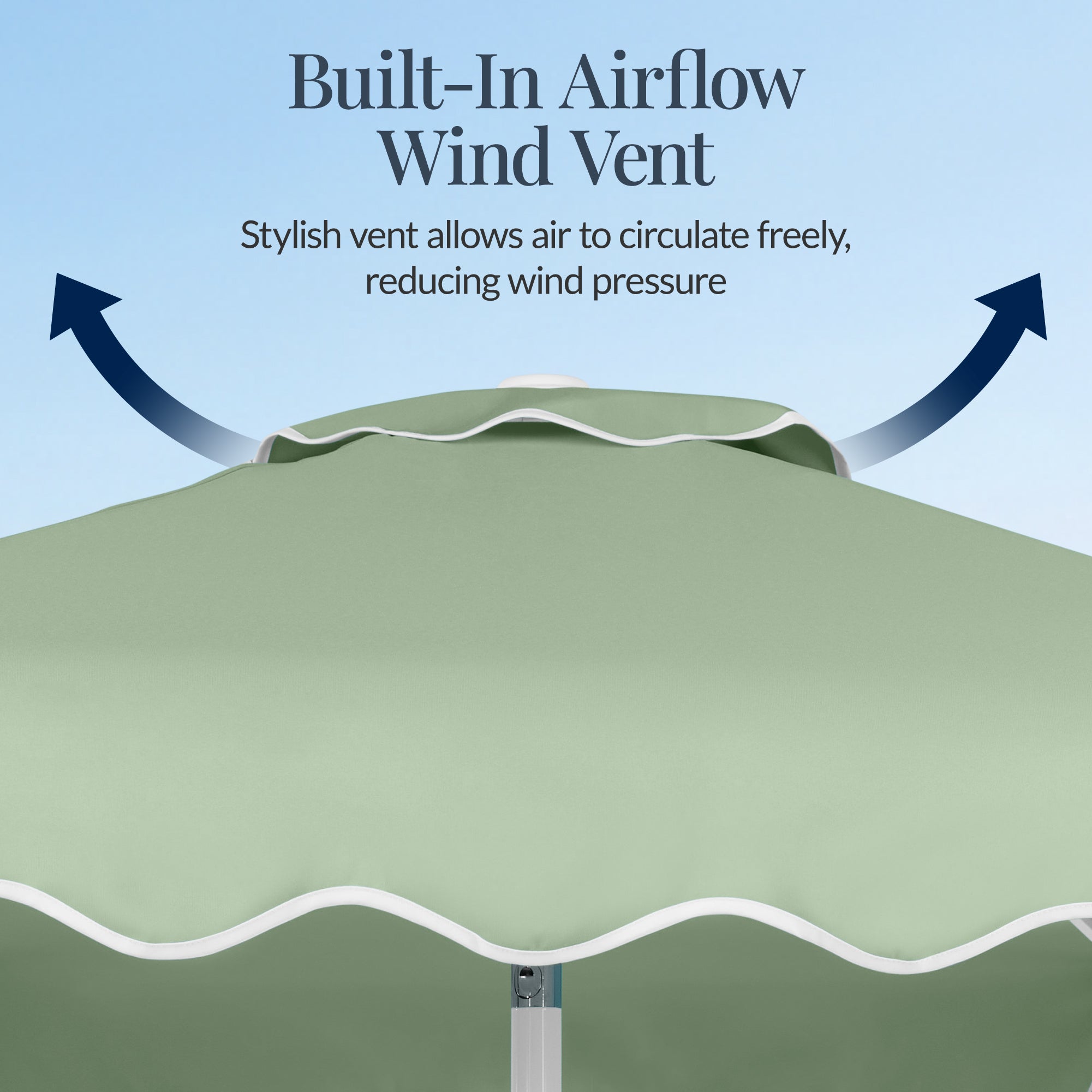 7.5ft Patio Market Umbrella,Wavy Trim, UV-Fade-Resistant, Crank & Tilt