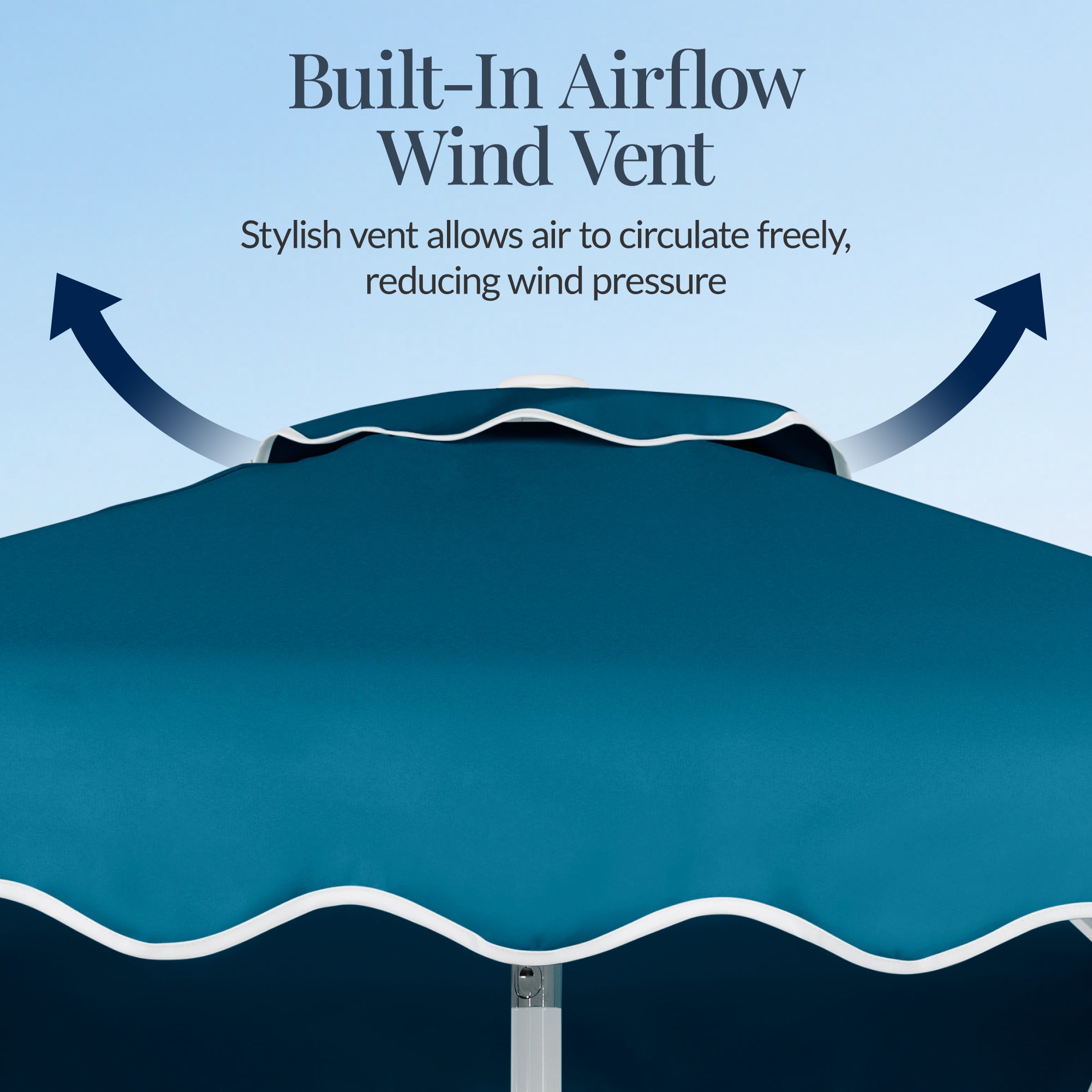 7.5ft Patio Market Umbrella,Wavy Trim, UV-Fade-Resistant, Crank & Tilt