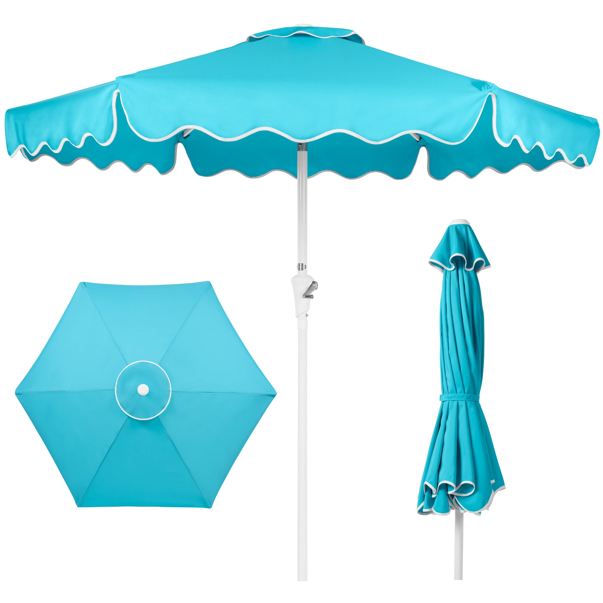 7.5 x 11 patio umbrella 7.5ft Patio Market Umbrella,Wavy Trim, UV-Fade-Resistant, Crank & Tilt – Best Choice Products