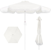 7.5ft Boho Fringe Umbrella  Tilt, UPF50+, Steel Pole