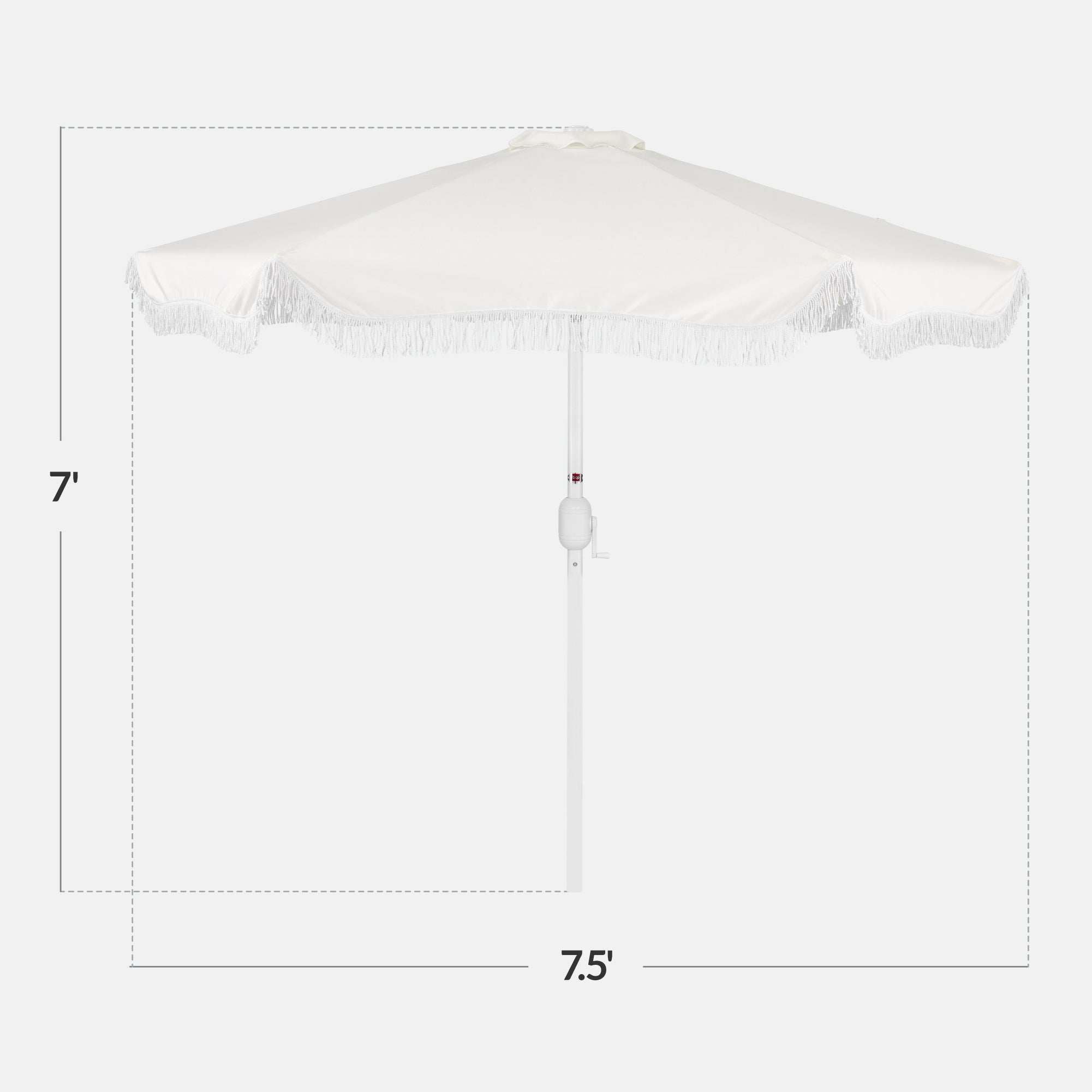 7.5ft Boho Fringe Umbrella  Tilt, UPF50+, Steel Pole