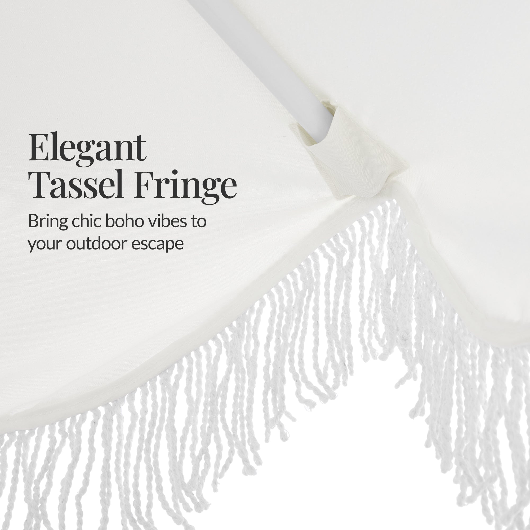 7.5ft Boho Fringe Umbrella  Tilt, UPF50+, Steel Pole