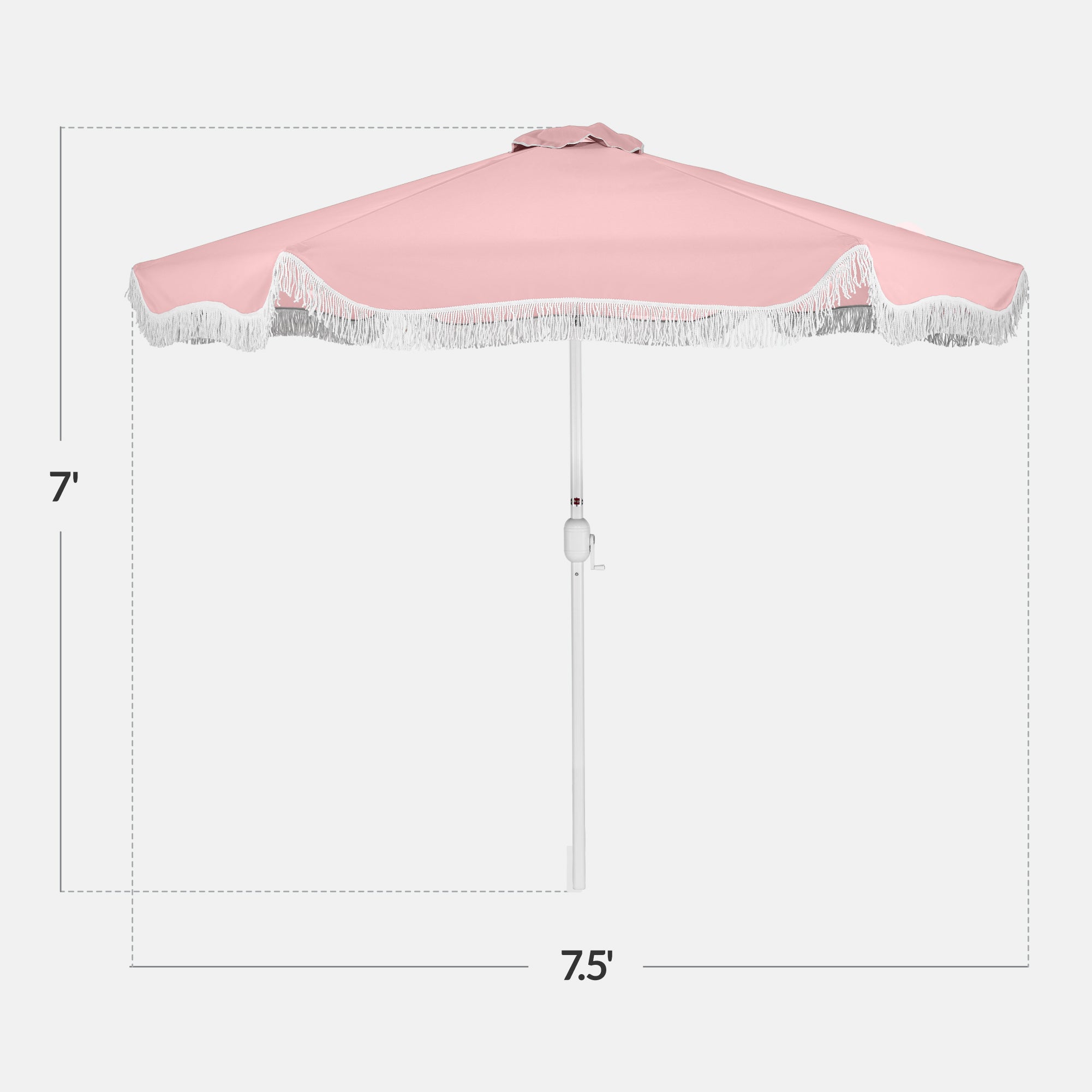 7.5ft Boho Fringe Umbrella  Tilt, UPF50+, Steel Pole