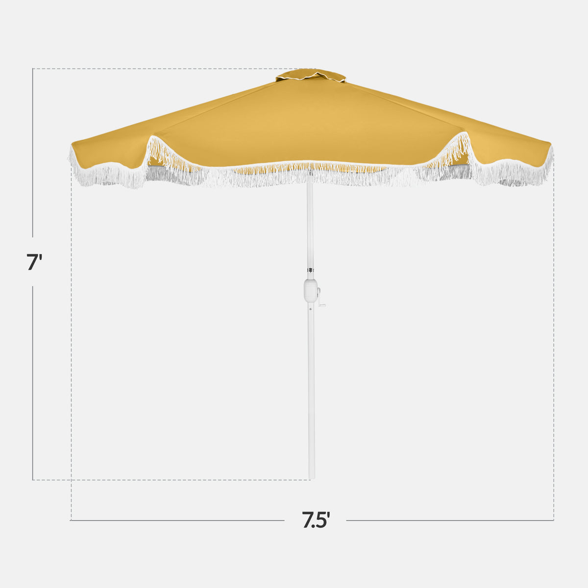 7.5ft Boho Fringe Umbrella  Tilt, UPF50+, Steel Pole