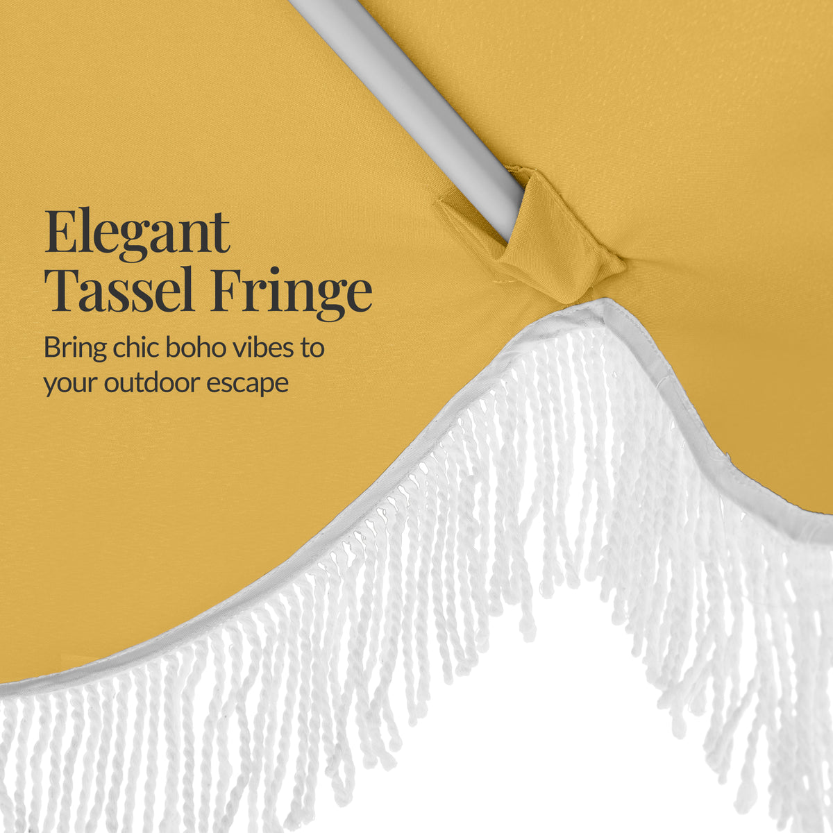 7.5ft Boho Fringe Umbrella  Tilt, UPF50+, Steel Pole