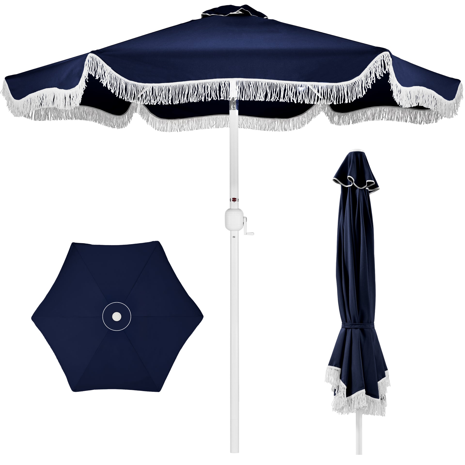 boho patio umbrella Best Choice Products 9ft Fringe Market Umbrella Boho Patio Sunshade w/ Tilt, UPF50+