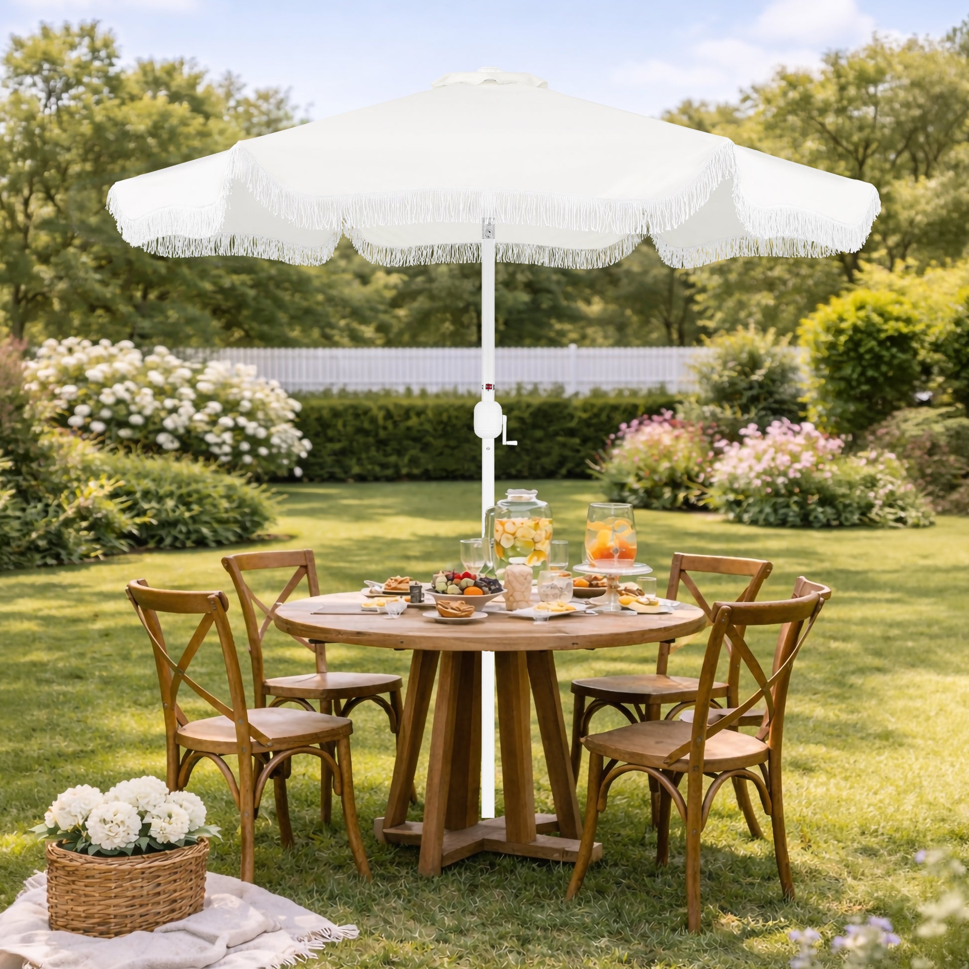 best patio umbrella made in usa 9ft Boho Fringe Umbrella Tilt, UPF50+, Steel Pole – Best Choice Products
