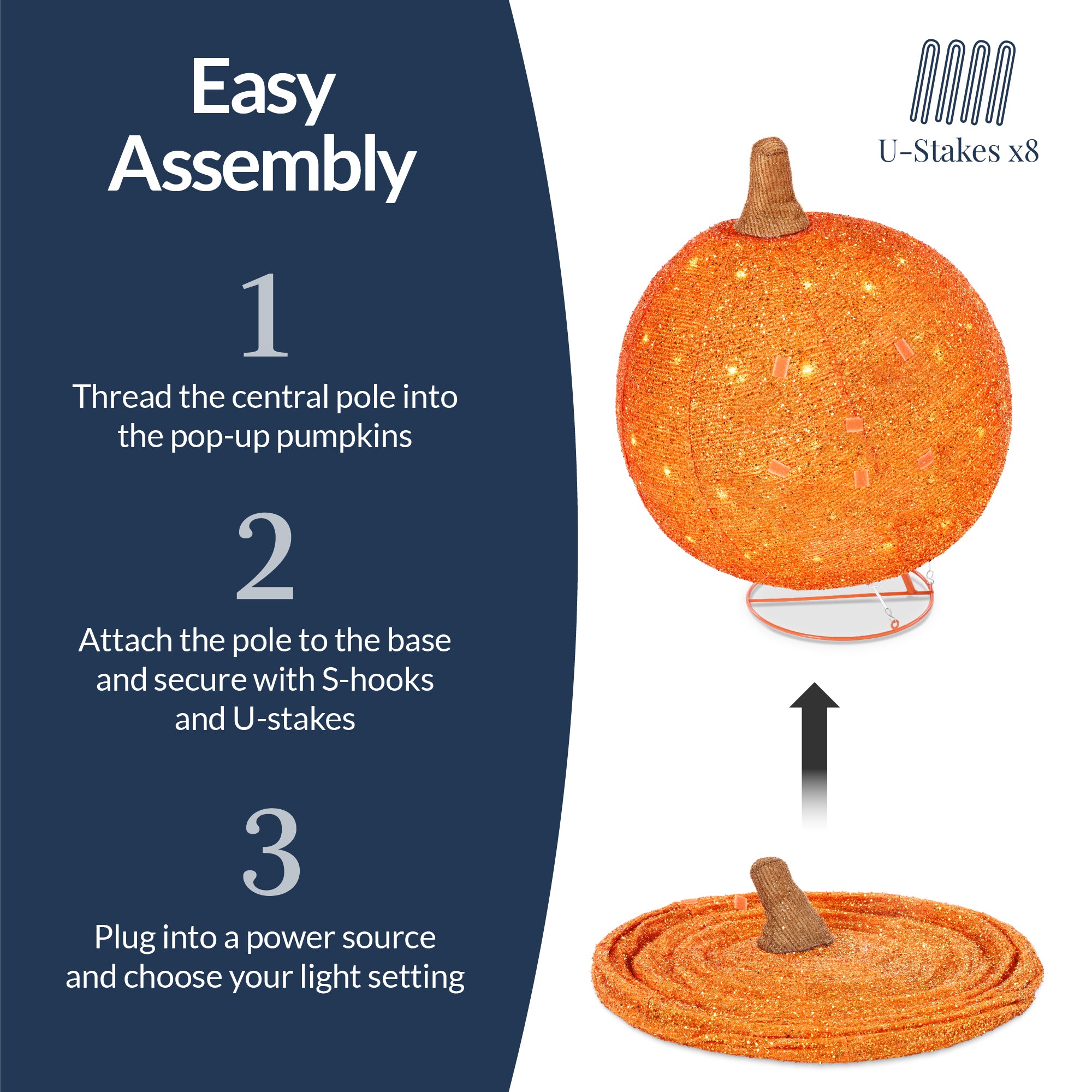 2pc Lighted Pop-Up Outdoor Halloween Holiday Pumpkin Set - Thumbnail 5