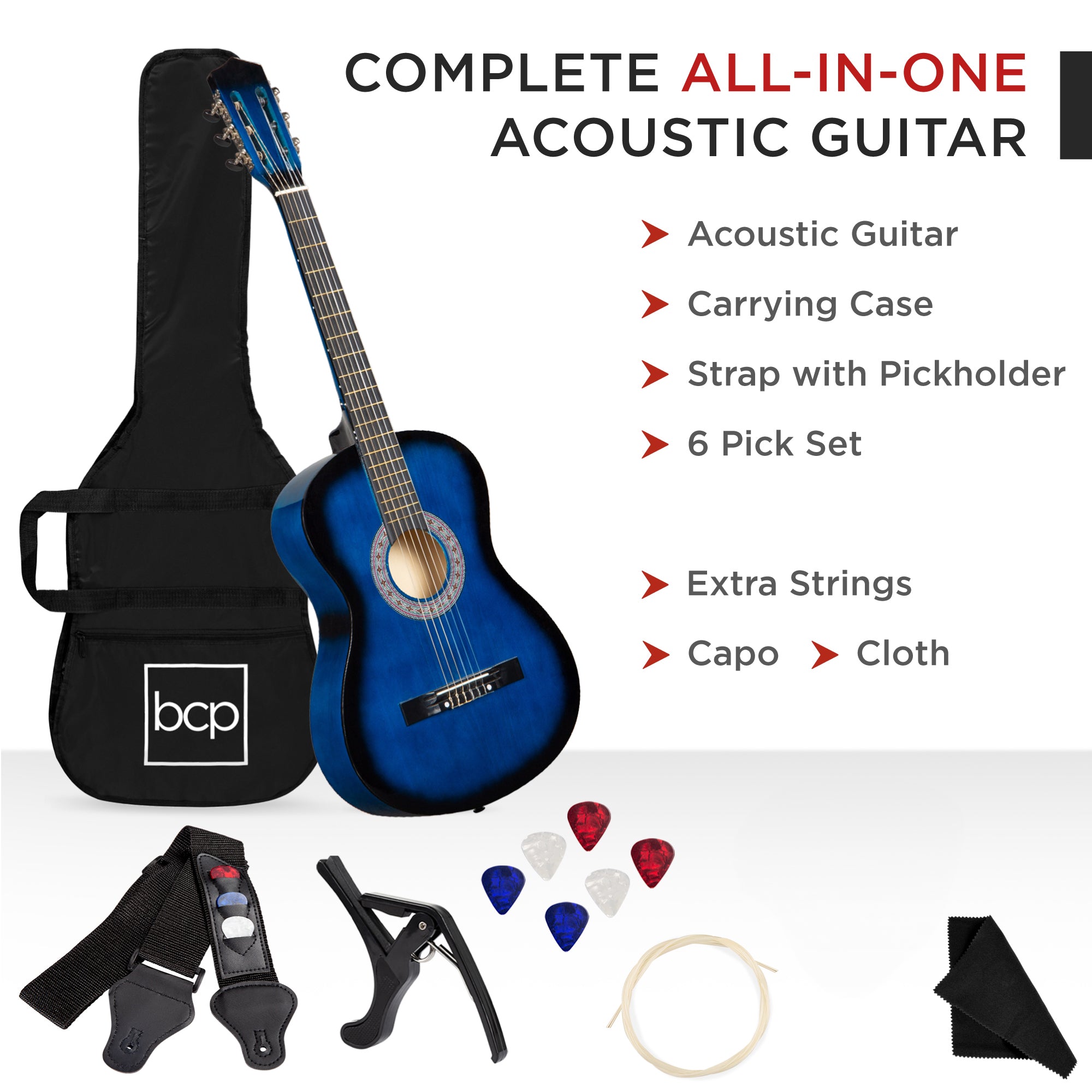 38in Beginner Acoustic 🎸 Guitar Musical Instrument Kit w/ Case 
