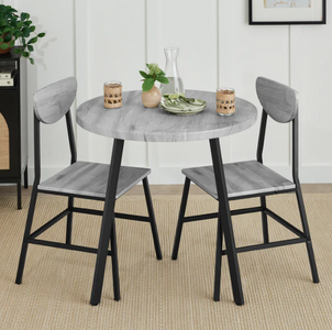 3-Piece Mid-Century Modern Round Dining Set w/ 2 Chairs